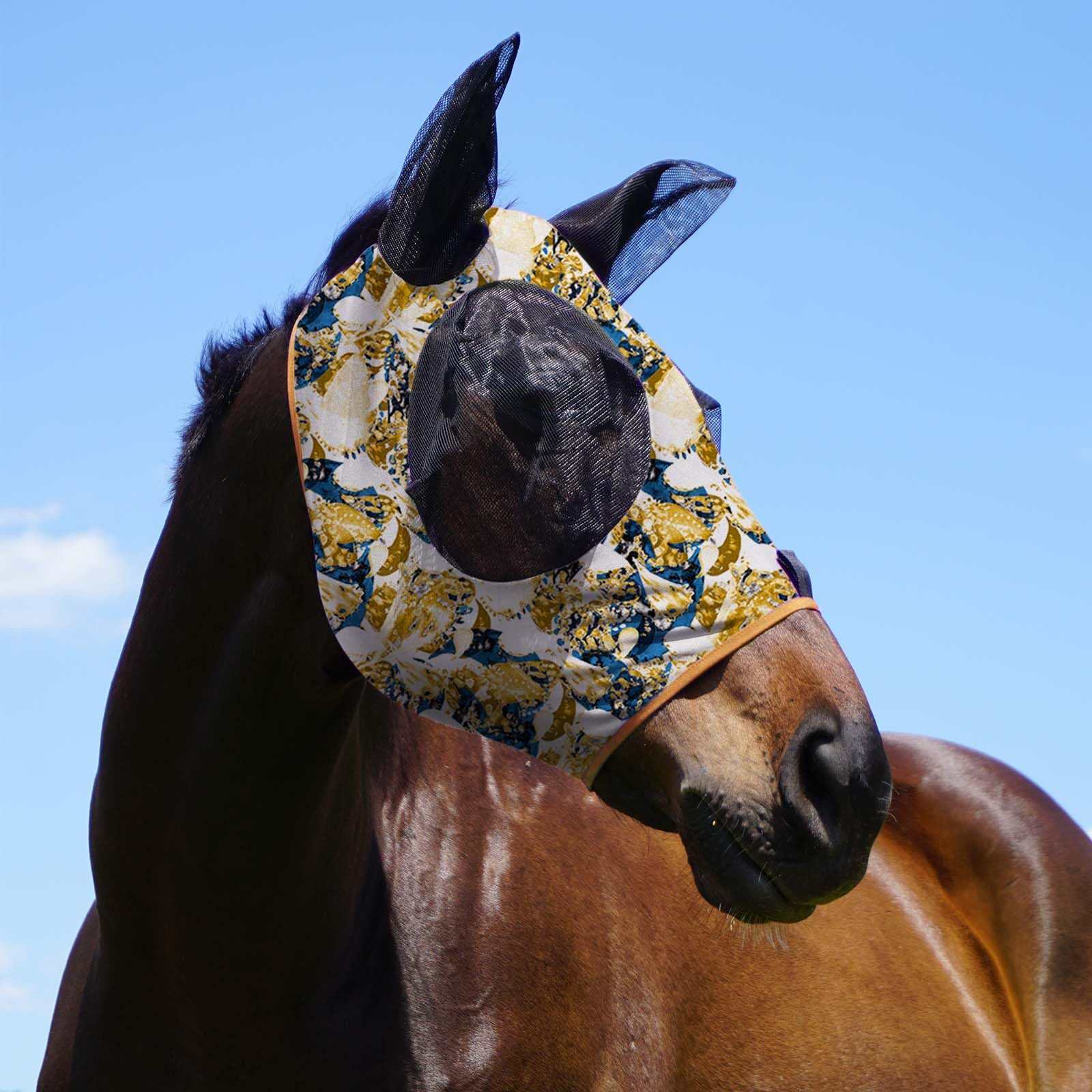 Harrison Howard Super Comfort Stretchy Fly Mask Large Eye Space with UV Protection Soft on Skin with Breathability Luxe Vibe L F