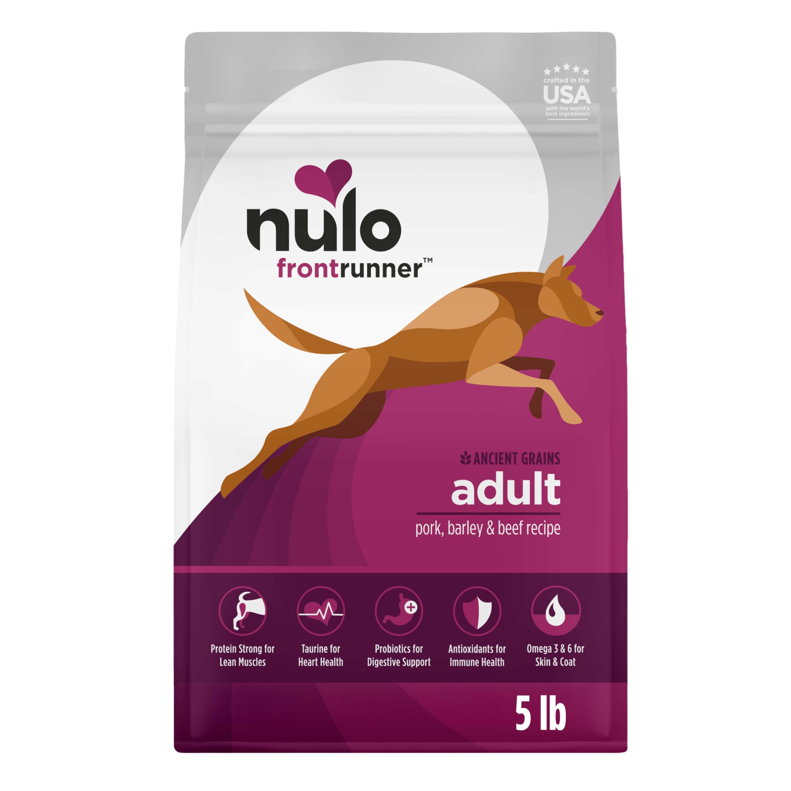 Nulo Frontrunner Ancient Grains High-Protein Dog Food, Pork, Barley, & Beef Recipe- Natural Dry Dog Food with Probiotics, Grain-