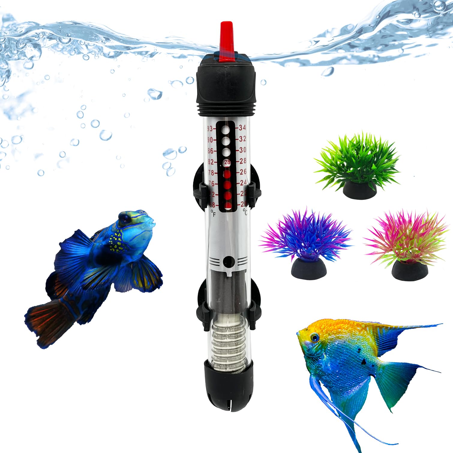 Fish Tank Aquarium Heater - Adjustable Temperature Submersible Thermostat Heater,25W/50W/100W/150W/200W/300W