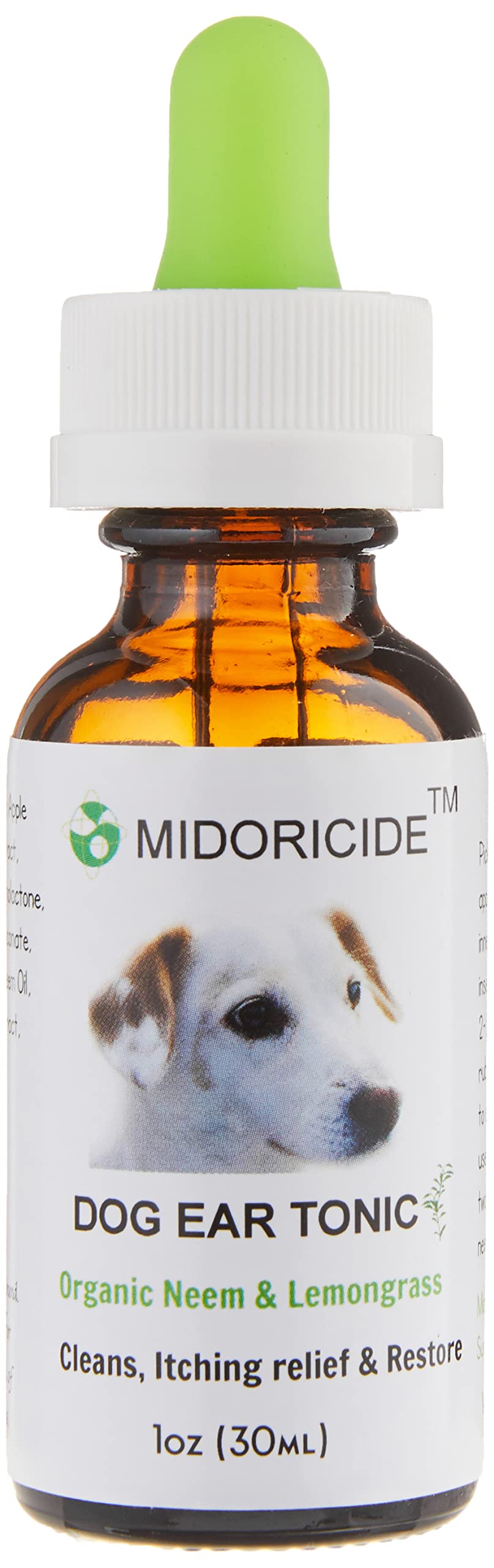 Midoricide Dog Ear Cleaning Tonic- with Neem and Lemongrass- Sulfate Free and Alcohol-Free -1oz