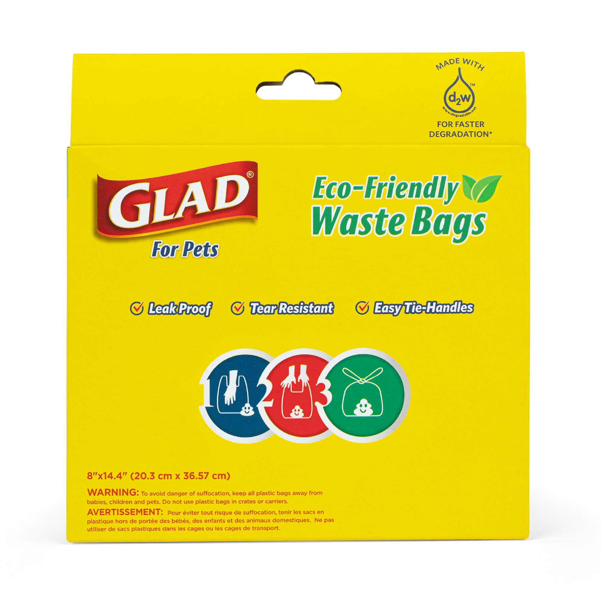 Glad for Pets Dog Waste Bags, Lavender Scent - Leak Proof and Strong Disposable Dog Poop Bags for Dogs, Easy Tie Handles for Cle
