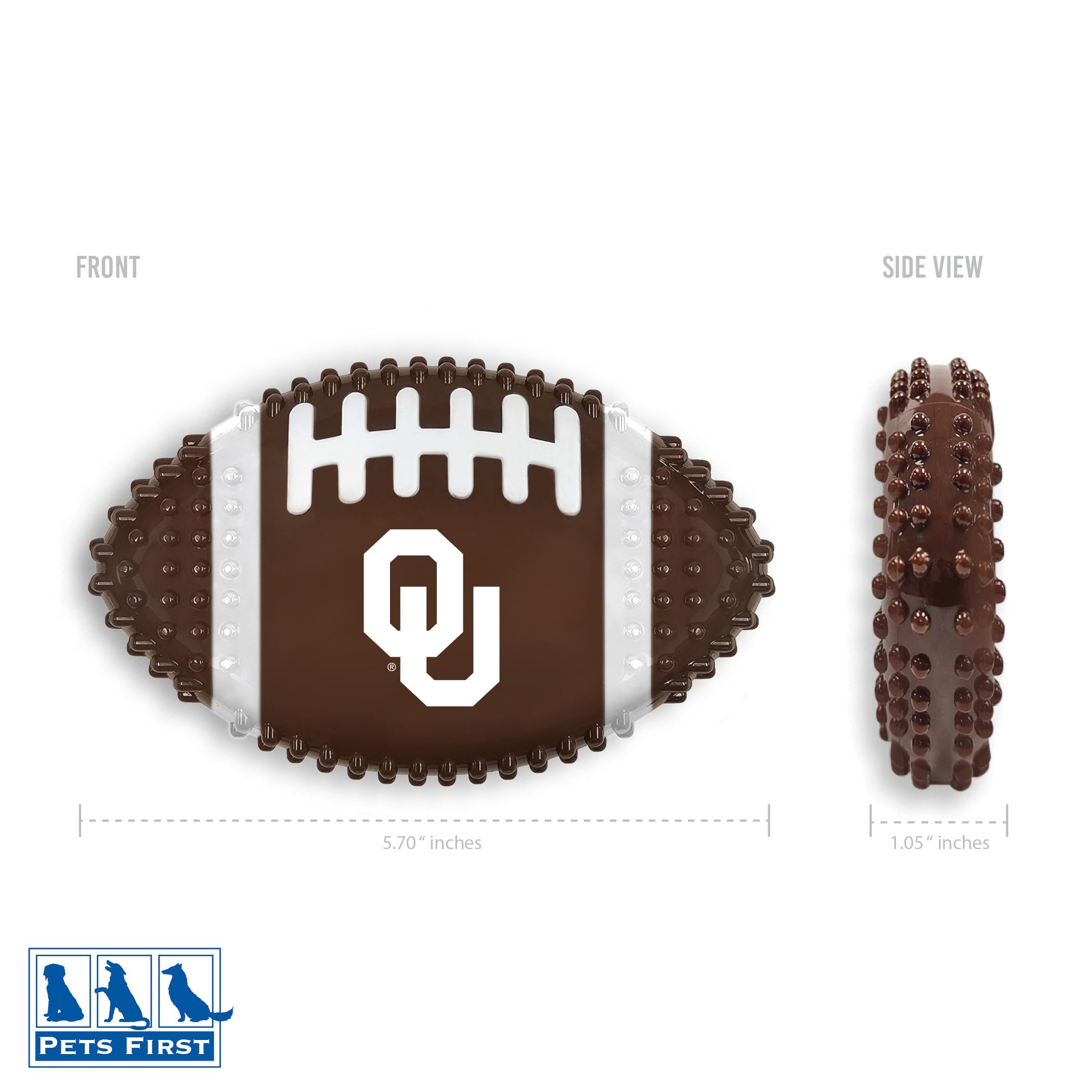 Pets First Ncaa Oklahoma Sooners Mega-Chew Hard Nylon Bacon-Flavored Bone Football Chew Toy. Interactive Tasty & Fun Chew Toy. I