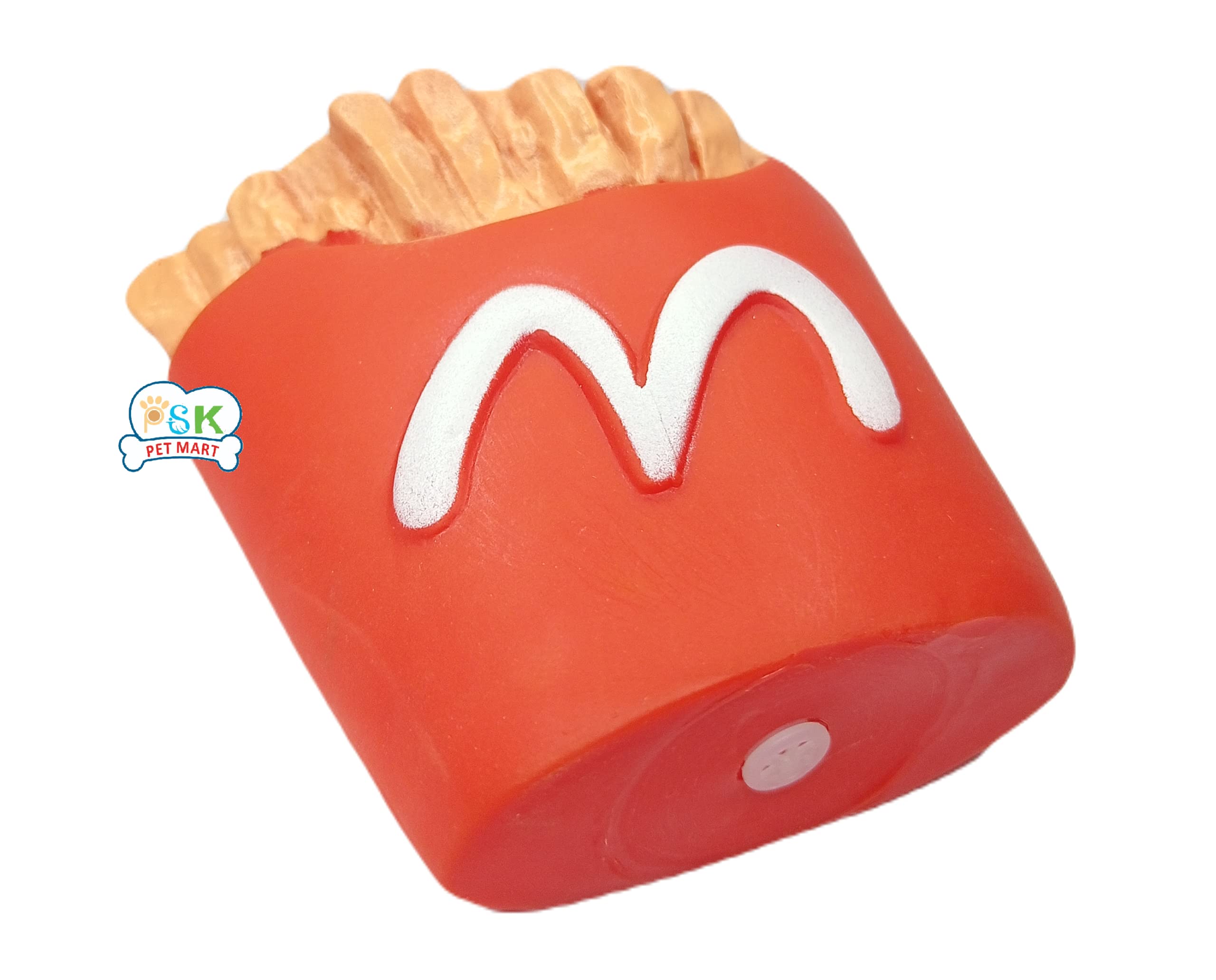 Psk Pet Mart Natural Rubber Squeaky Cum Chew Mc Donald French Frie Toy For Dog / Puppy / Cat / Kitten
