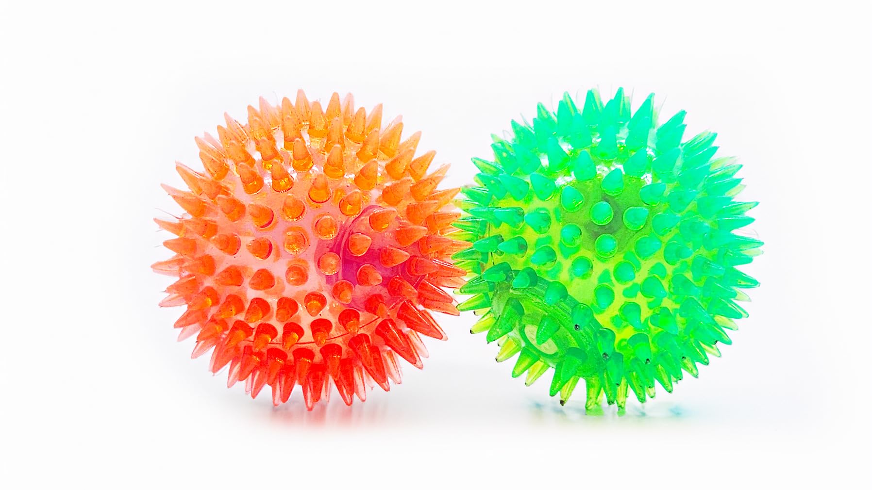 Rolloverforpaws LED Spiked Rubber Ball for Dogs  7.5cm, Squeaky, Bouncy, LightUp Toy for Small & Medium Dogs, Interactive Play