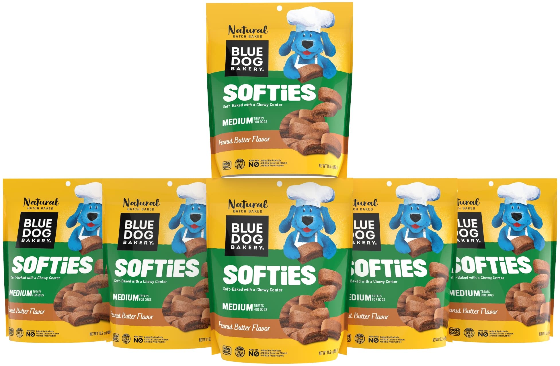 Blue Dog Bakery Natural Dog Treats, Softies, Peanut Butter Flavor, 16.2oz Bag, 6 Bags