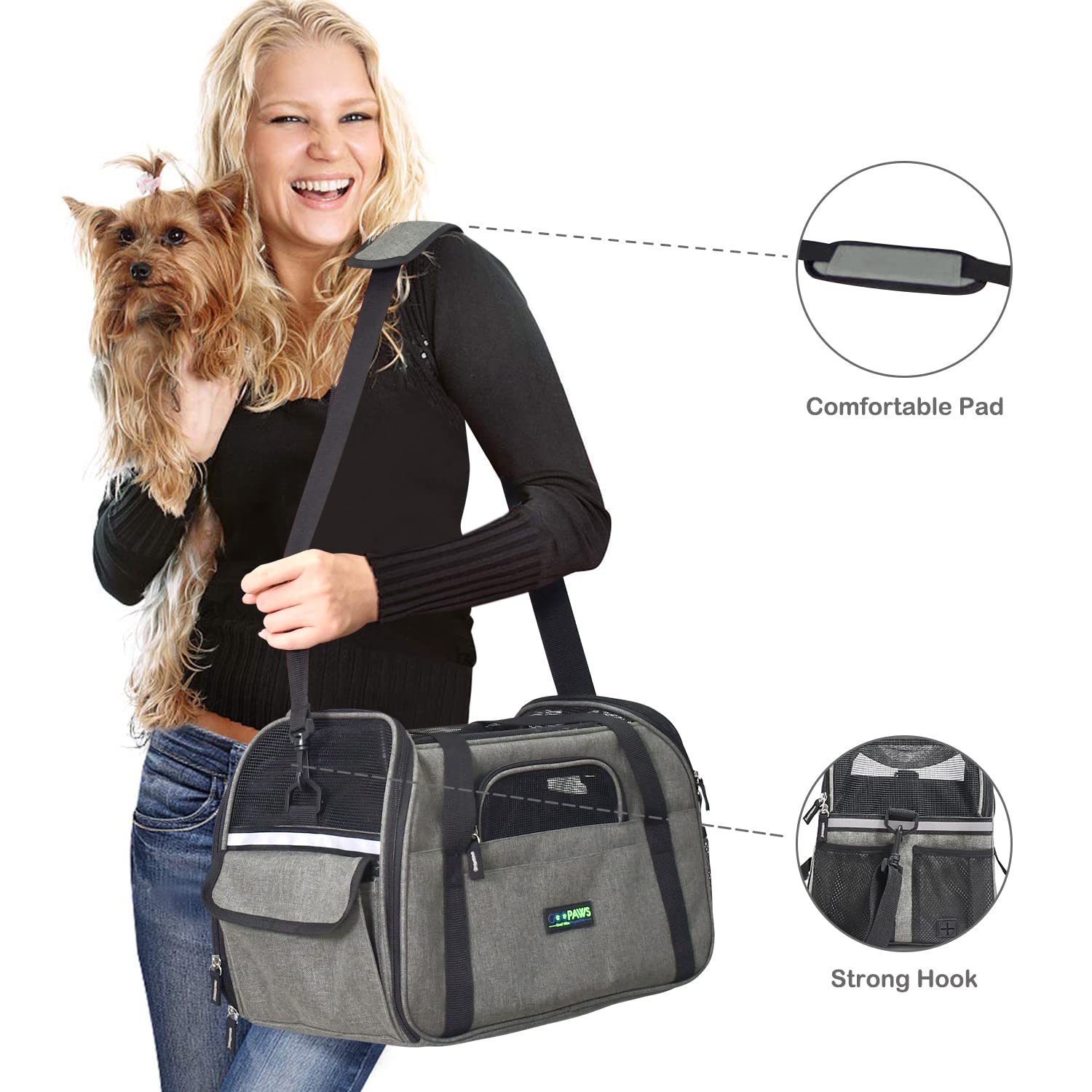 Jespet Soft-Sided Kennel Pet Carrier For Small Dogs, Cats, Puppy, Airline Approved Cat Carriers Dog Carrier Collapsible, Travel Handbag & Car Seat