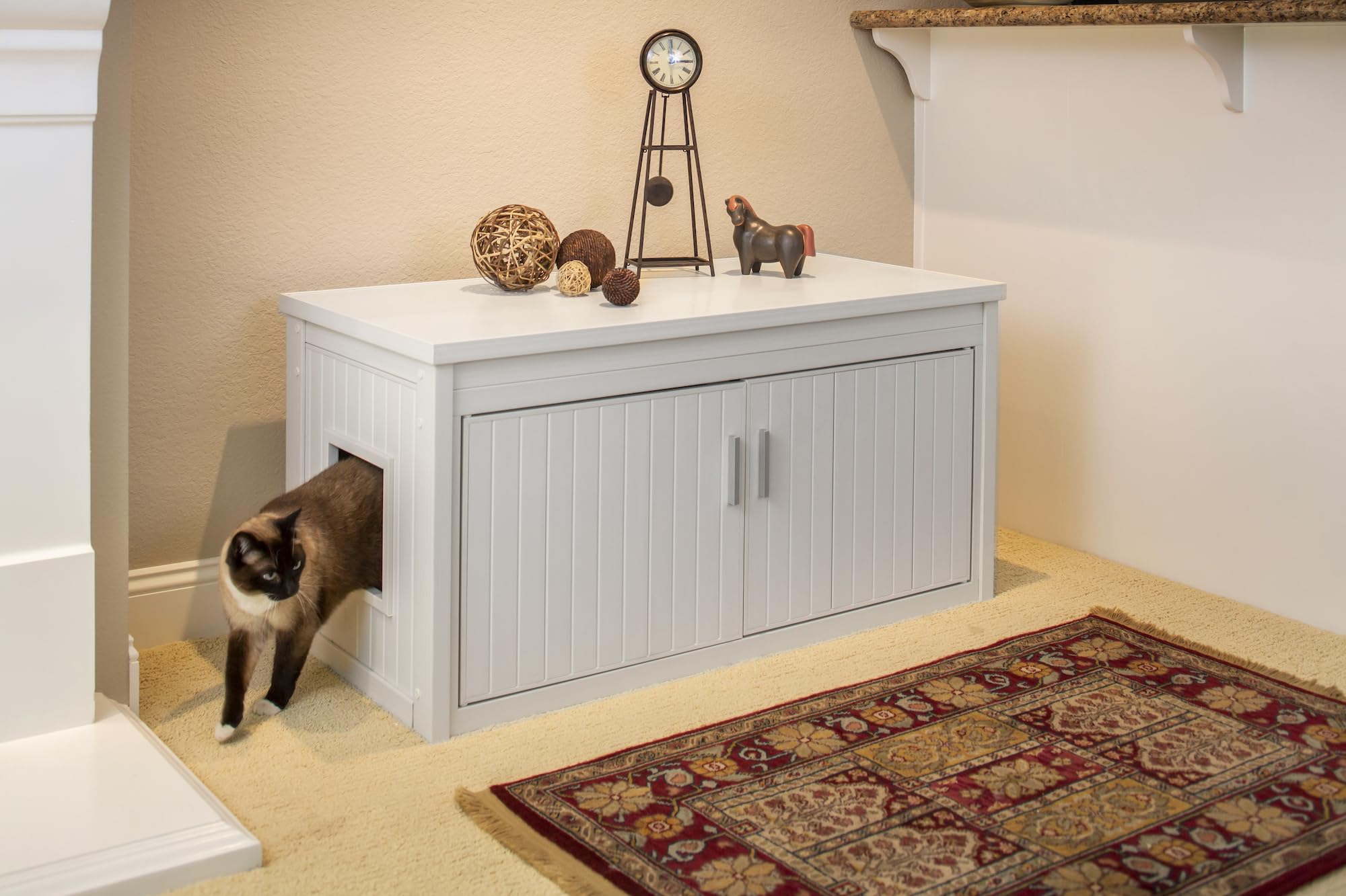 Litterloo Bench, Litter Box Cover /Antique White