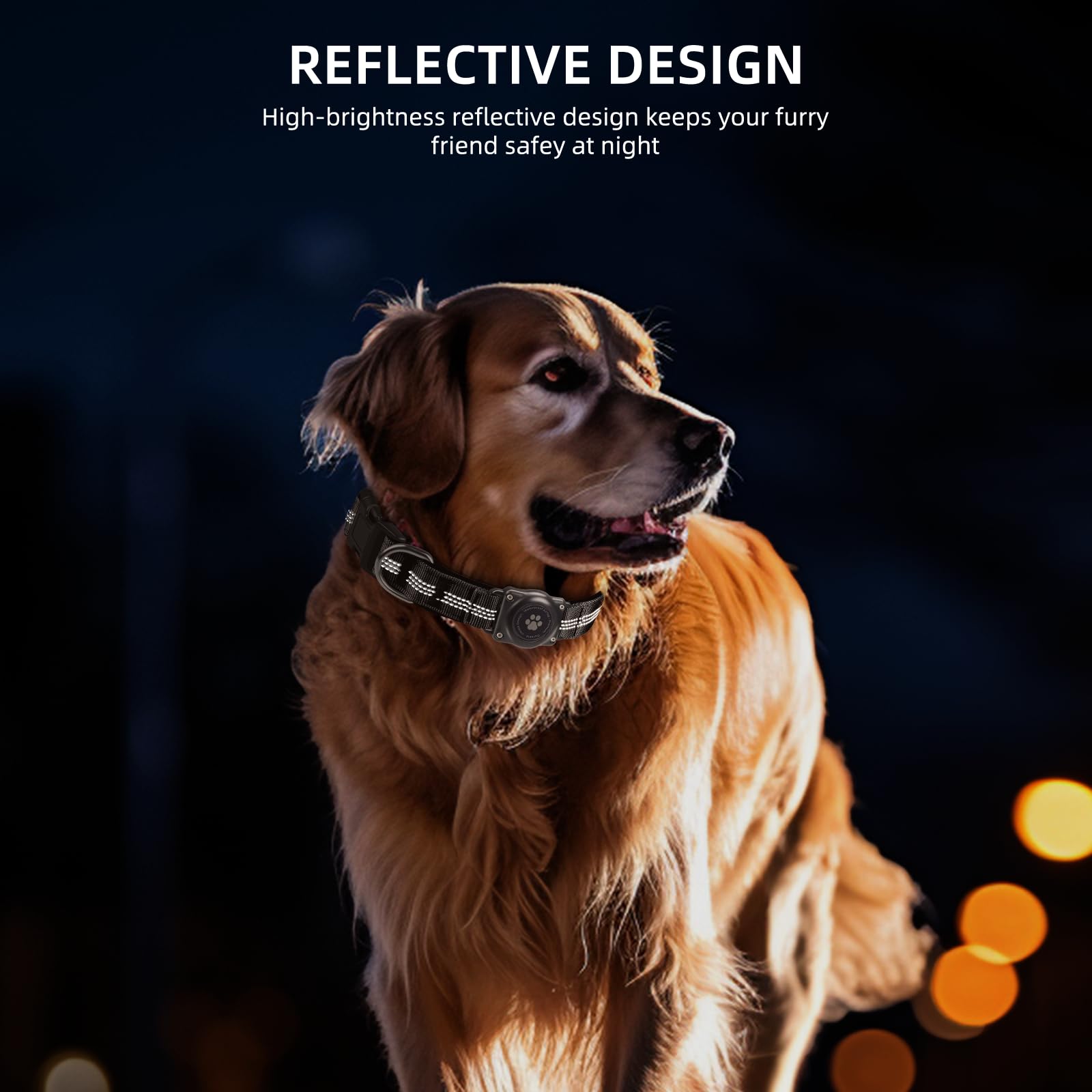 Reflective Air Tag Dog Collar - 100% Waterproof Dog Collar AirTag Holder | Extra-Durable, Soft Padded AirTag Dog Collars for Sma