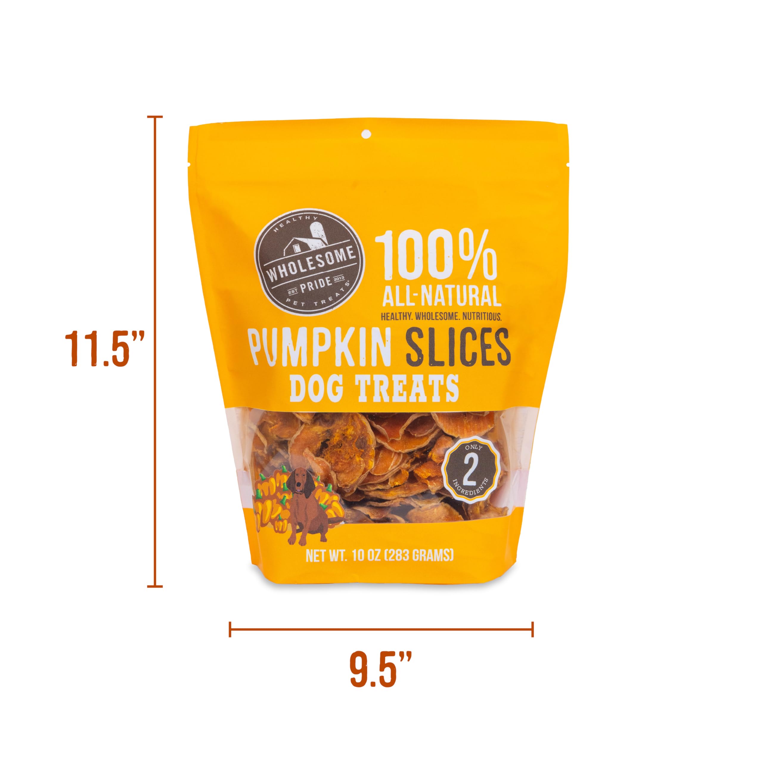 Wholesome Pride Pumpkin Slices 100% All-Natural Limited Ingredient Dehydrated Dog Treats, 10 oz