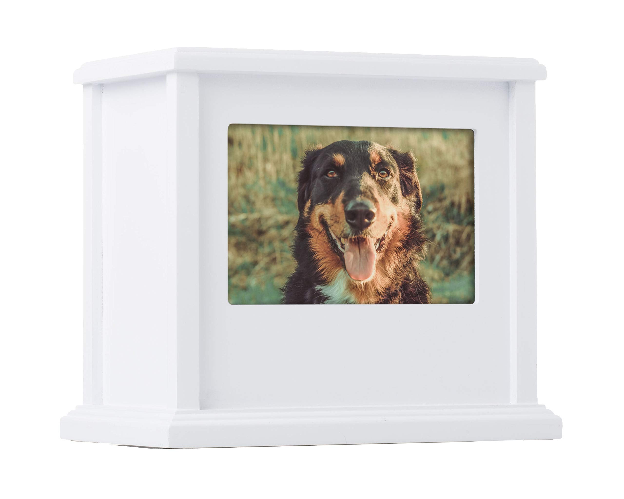 Pearhead Dog Or Cat Personalized Memory Box Keepsake, Pet Urn, Wooden Memorial Dog Urns For Ashes, White