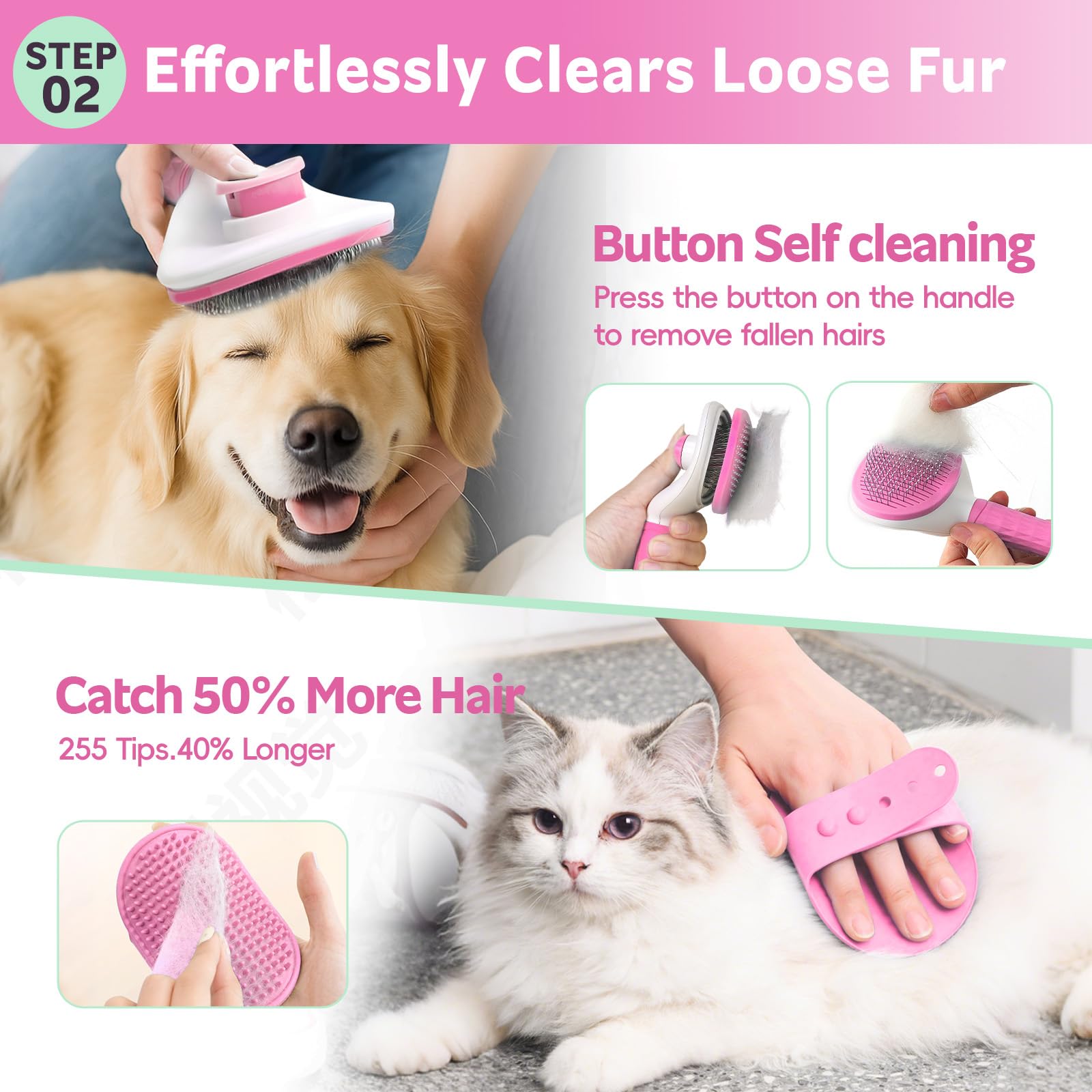 Dog Brush for Shedding 13Pcs Bath Grooming Kit with Pet Nail Clipper and File - Dog Bath Brush Cat Grooming Supplies, Dematting