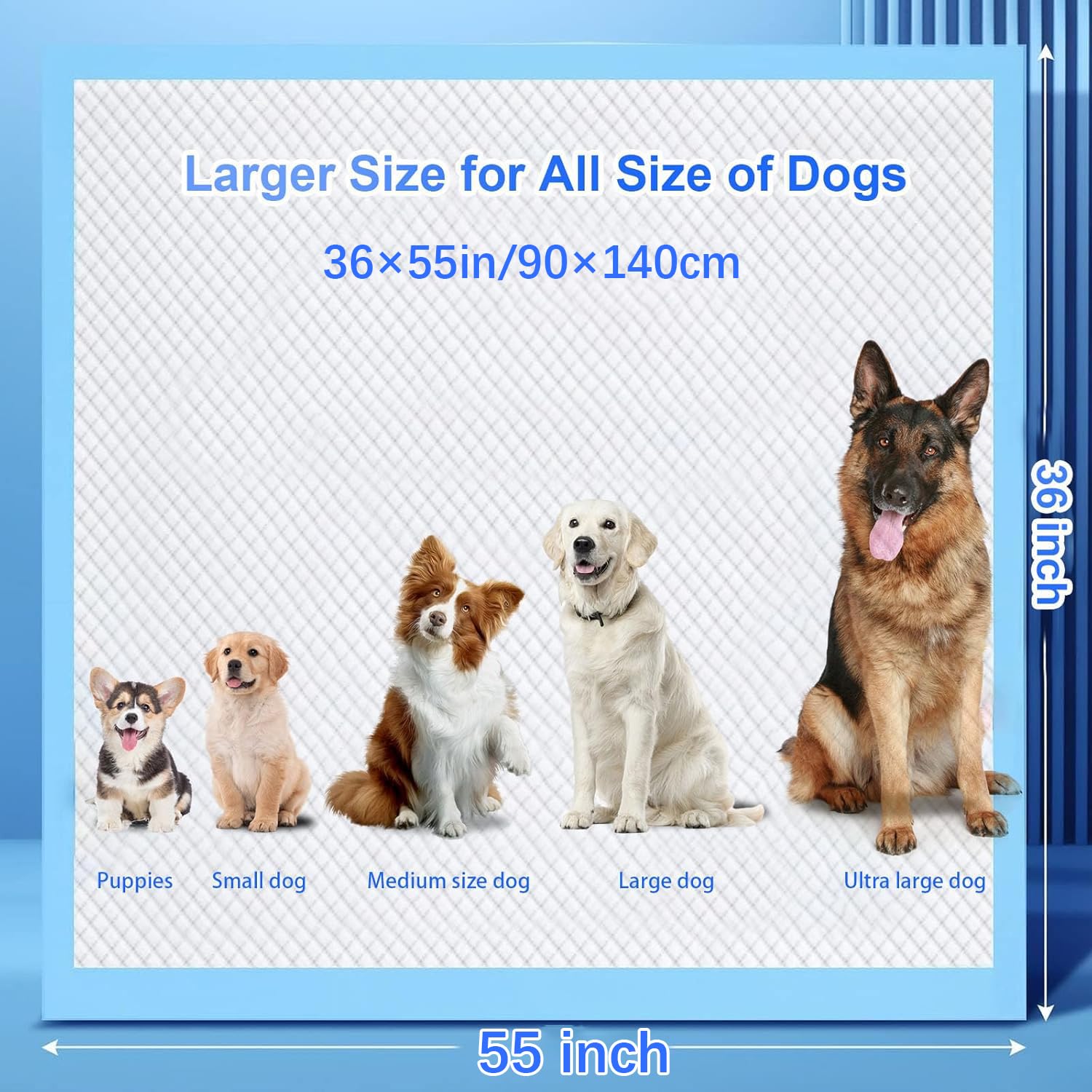 Puppy Pee Pads for Dogs 36x55 40 Count, Extra Large Dog Pee Pads, Leak-Proof & Super Absorbent Dog Pee Pads, Thicken Disposable