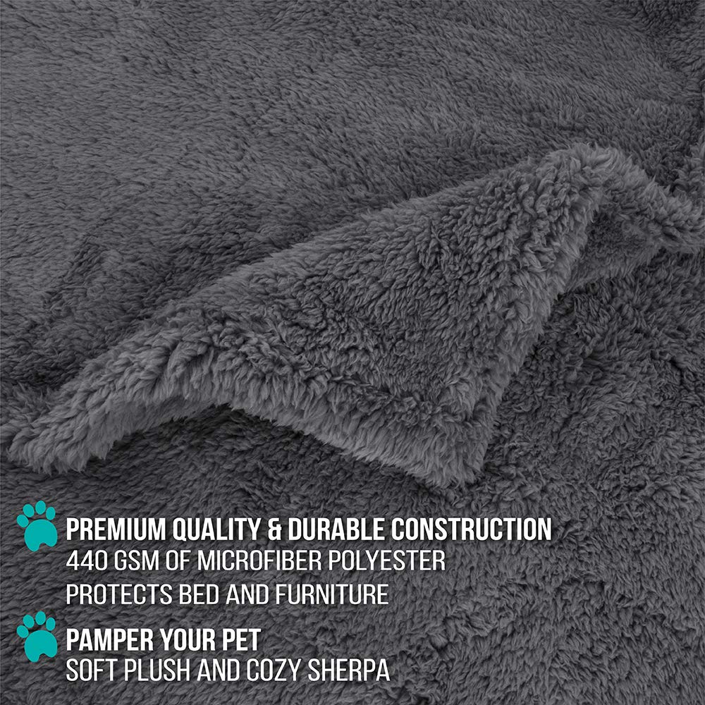 PetAmi Fluffy Waterproof Dog Blanket for Small Medium Dogs, Soft Warm Pet Sherpa Throw Pee Proof Couch Cover, Reversible Cat Pup