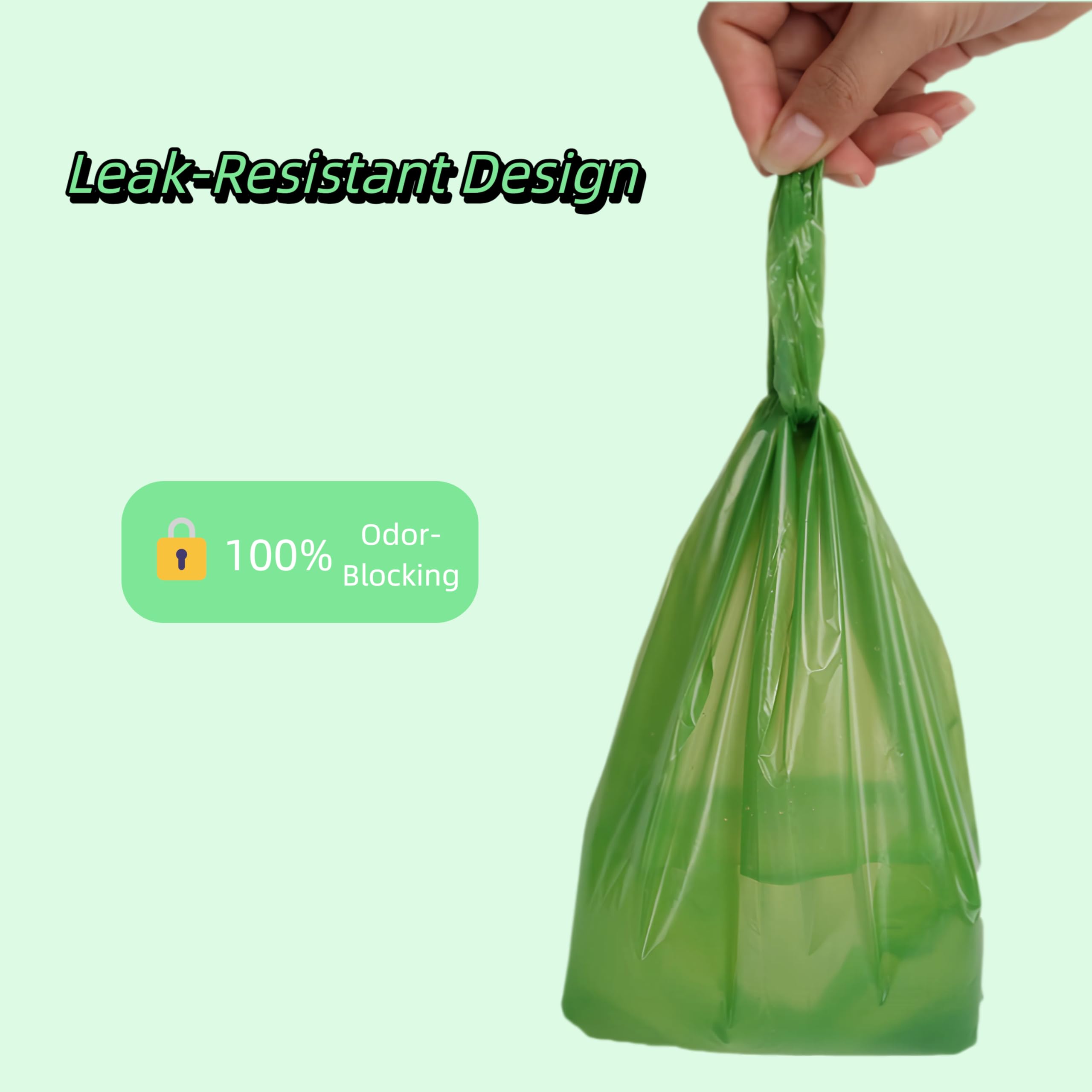 Cwyza Biodegradable T-Shirt Poop Bags With Easy-Tie Handles - Leak-Proof, Extra Thick Waste Bags For Small Dogs & Cats,3 Pack Of
