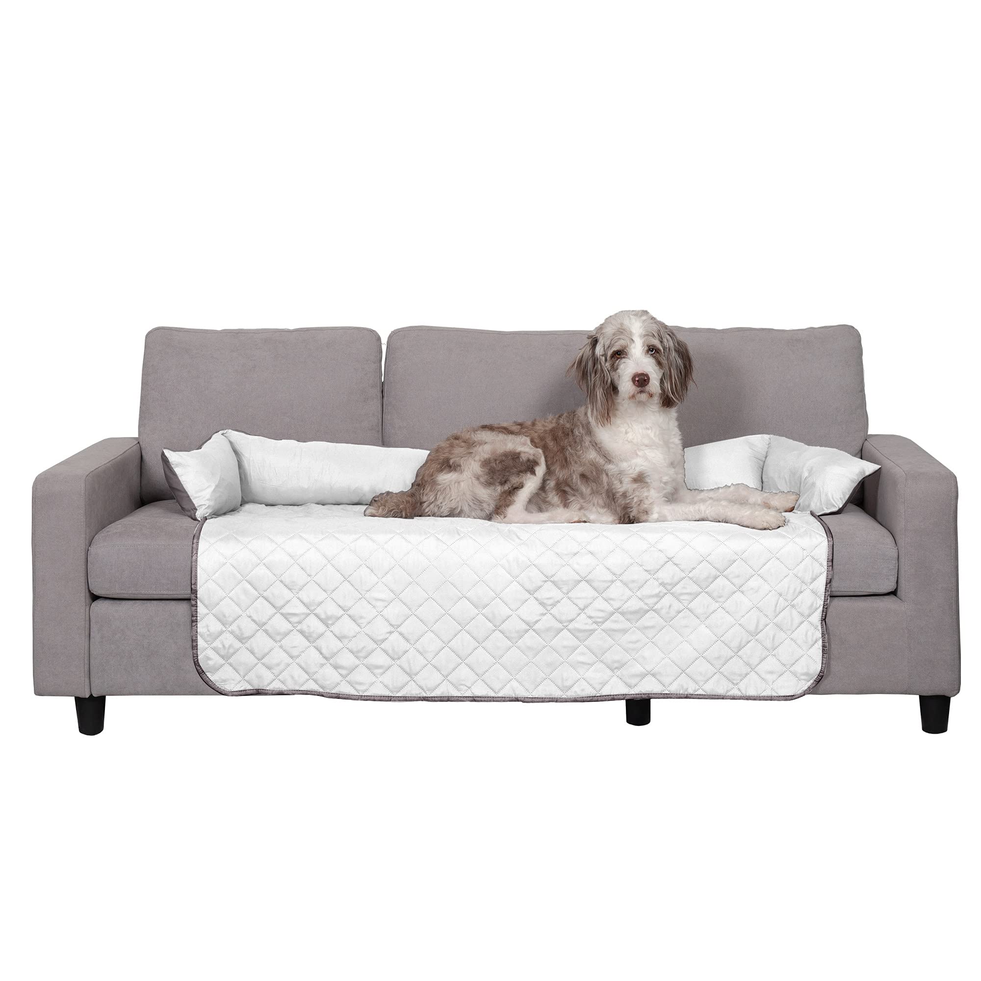 Furhaven Water-Resistant & Reversible 54' Wide Seat Cover Protector For Dogs & Cats, Perfect For Couches, Beds, & Car Seats - Sofa Buddy Bolster Seating Protector - Gray/Mist, Extra Large/Xl