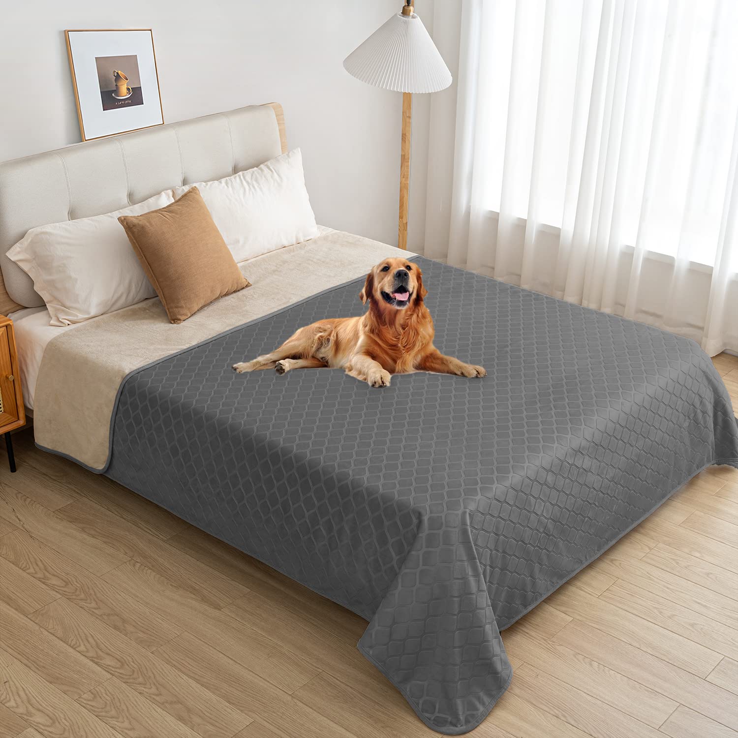 Fuguitex Waterproof Dog Blanket Bed Cover Dog Crystal Velvet Moroccan Fuzzy Cozy Plush Pet Blanket Throw Blanket For Couch Sofa