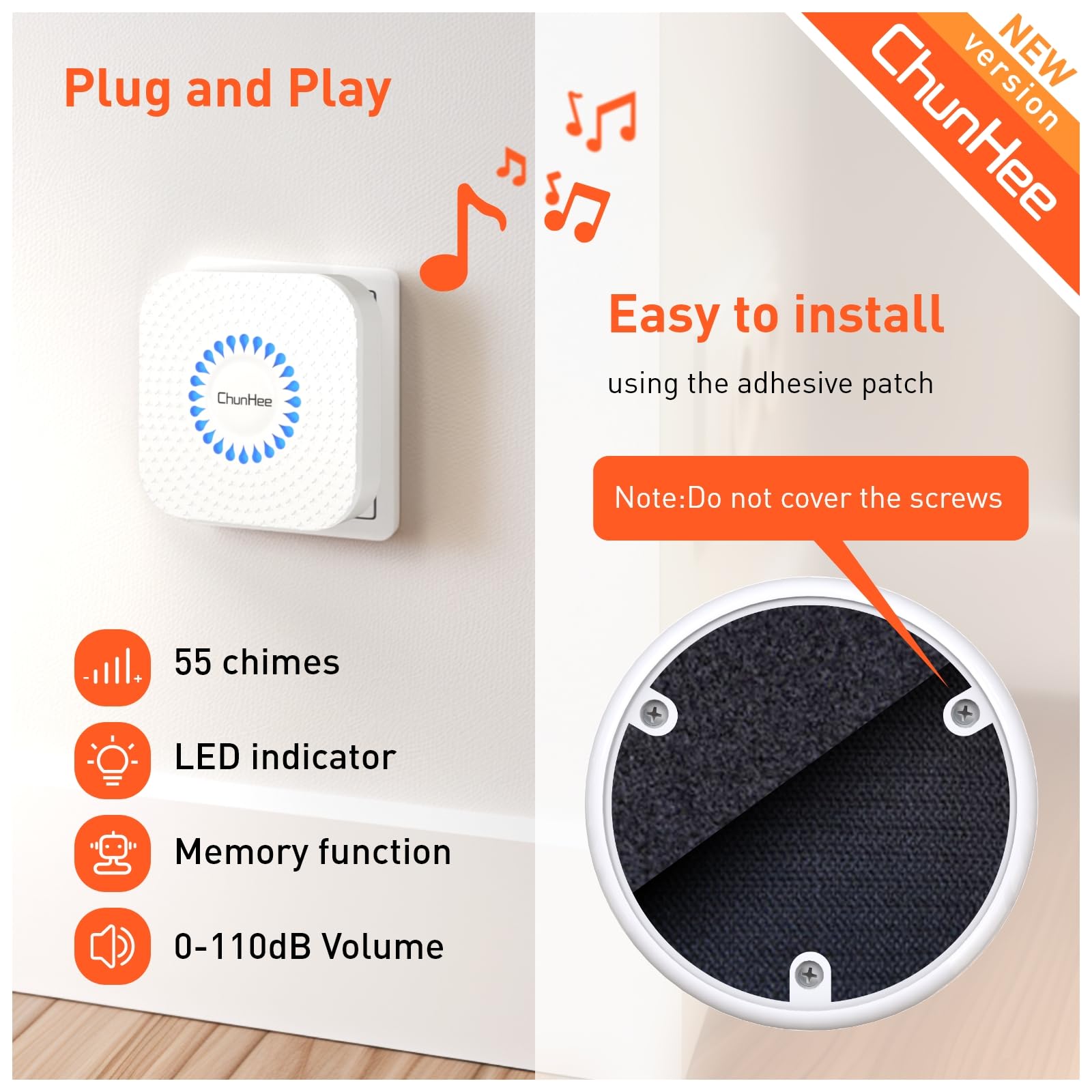 Chunhee Smart Dog Door Bell Wireless Puppy Doorbell For Potty Training, Dog Bells To Go Outside,Bell For Dogs To Ring To Go Potty [New 2024]