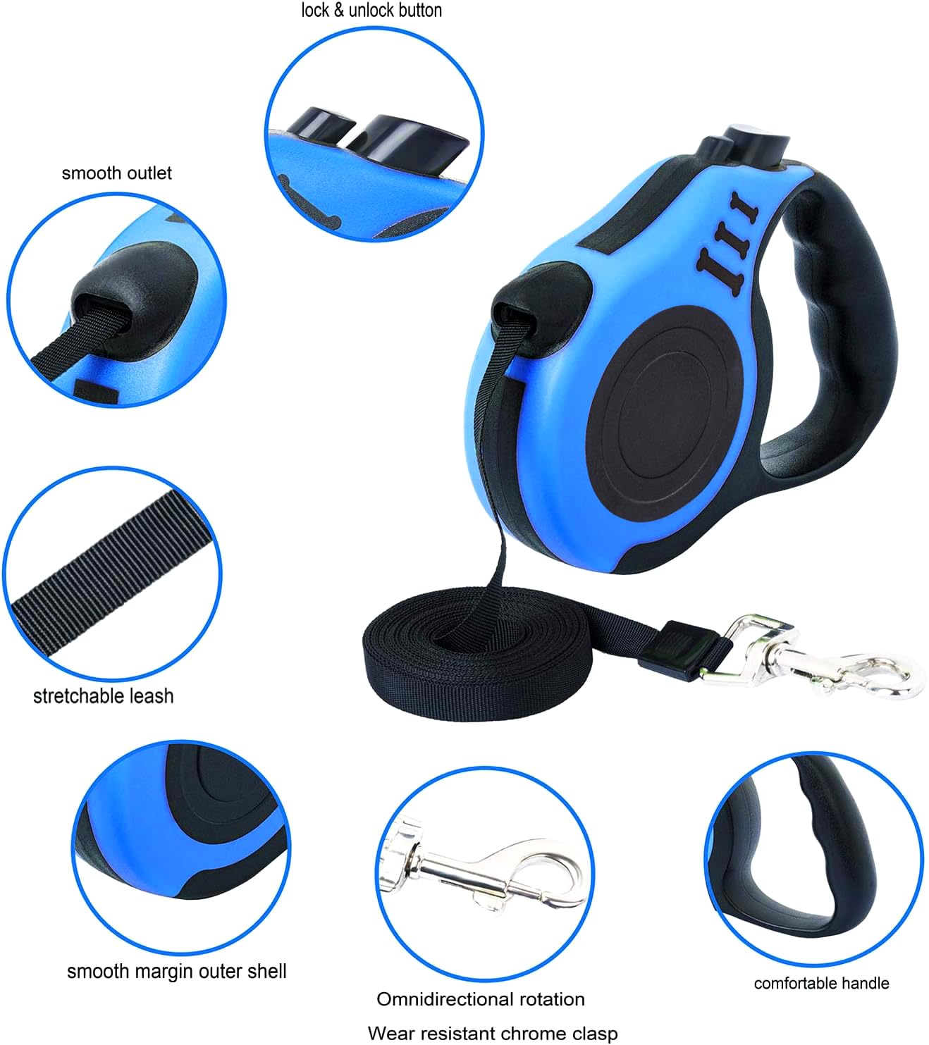 PETIMP Retractable Dog Leash Lightweight 16FT Leash Claw Print, with Folding Bowl,Dispenser,Rubbish Bags, for Small Medium Dogs(