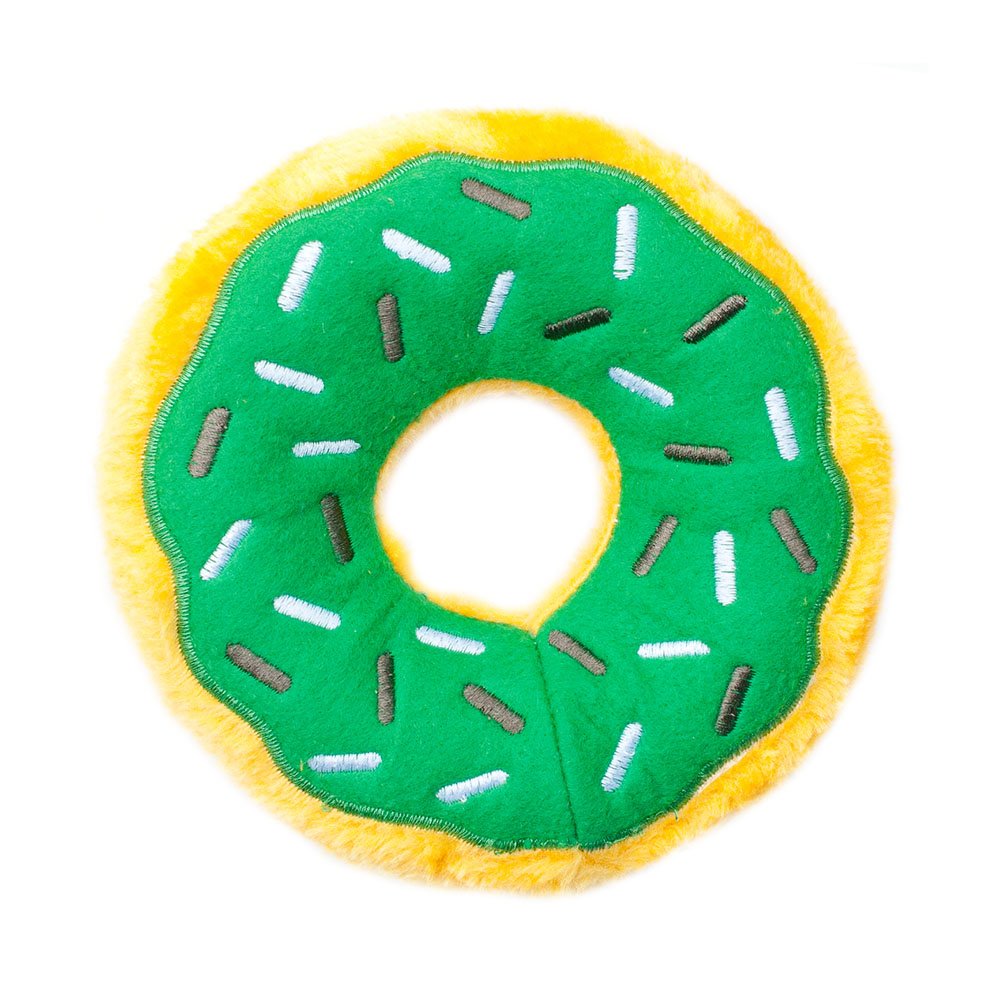 ZippyPaws - Original Donutz No Stuffing Squeaky Plush Dog Toy - Mint Chip, Original Size