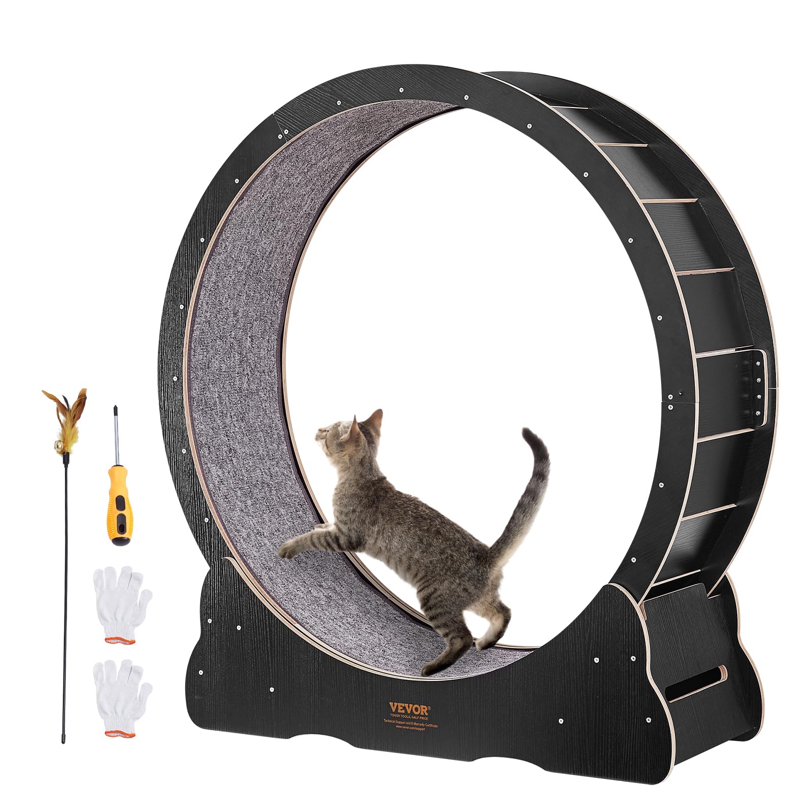 Vevor Cat Wheel Exerciser For Indoor Cats, 43.3 Inch Large Cat Exercise Running Wheel Treadmill With Ultra Low Noise And Detachable Carpet For Cat'S Fitness And Health