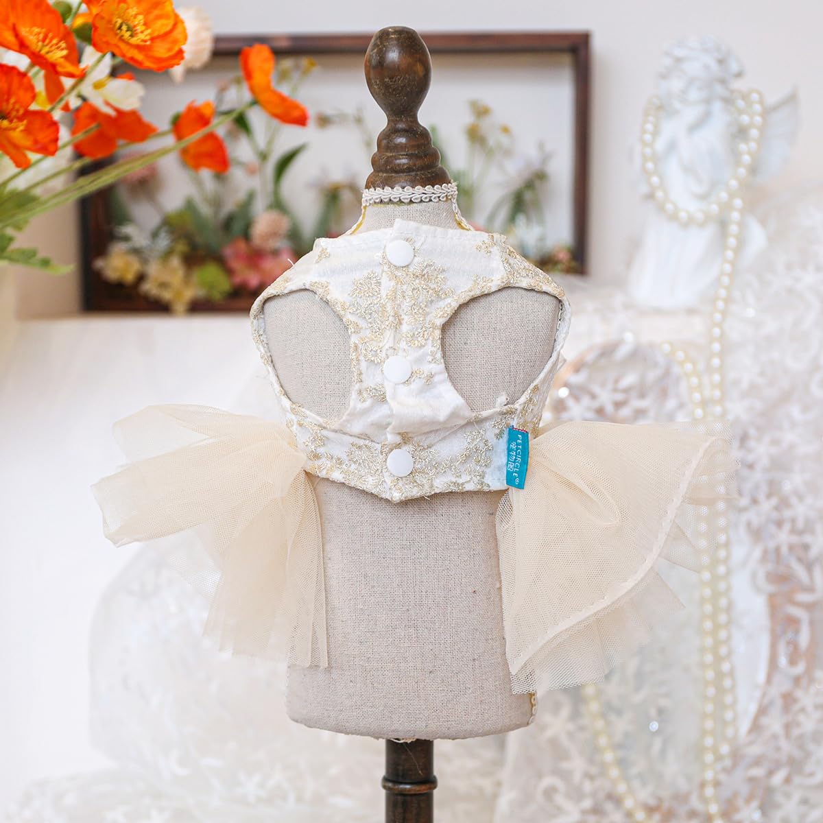 Marupet Fashion Sweet Puppy Dog Blingbling Princess Skirt Pet Dog Lace Cake Camisole Tutu Dress E-White Xs