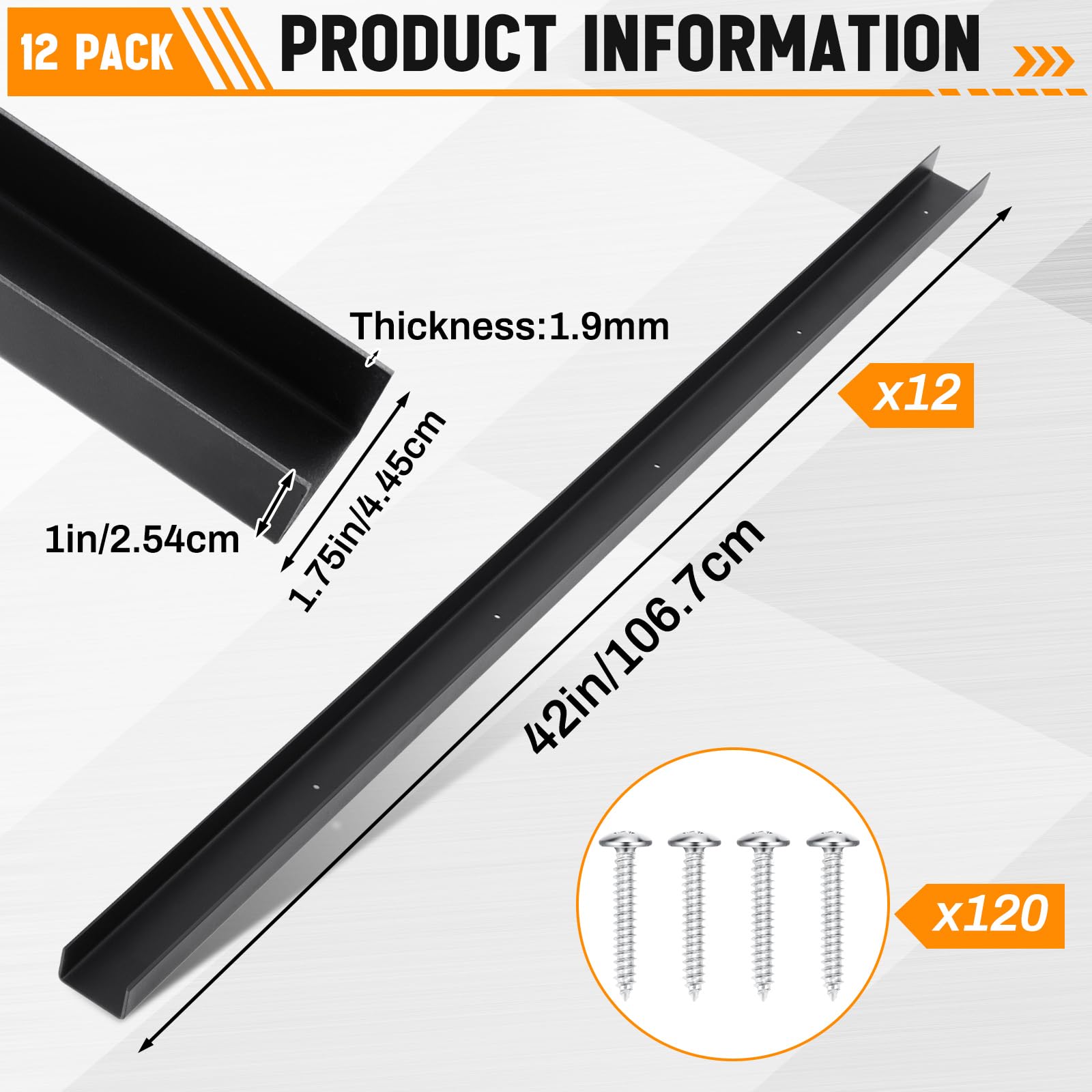 Yaocom 12 Pack 42 Inch Horse Stall Wall Channels Galvanized Steel Easy Installation Horse Stall Chew Guards Wood Protector with