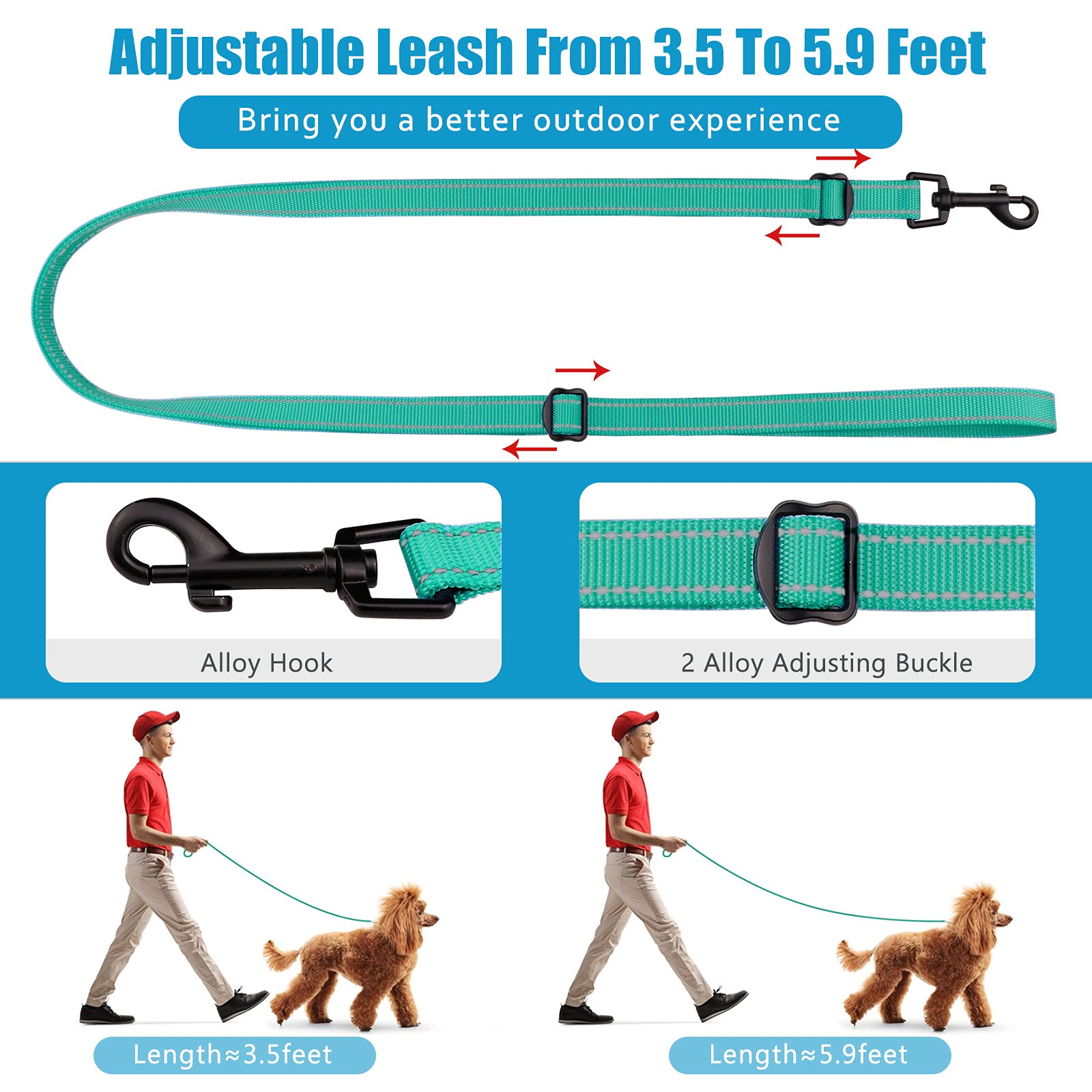 Martingale Dog Collar And Leash Set Martingale Collars For Dogs Reflective Martingale Collar For Small Medium Large Dogs(Mint Green&L)