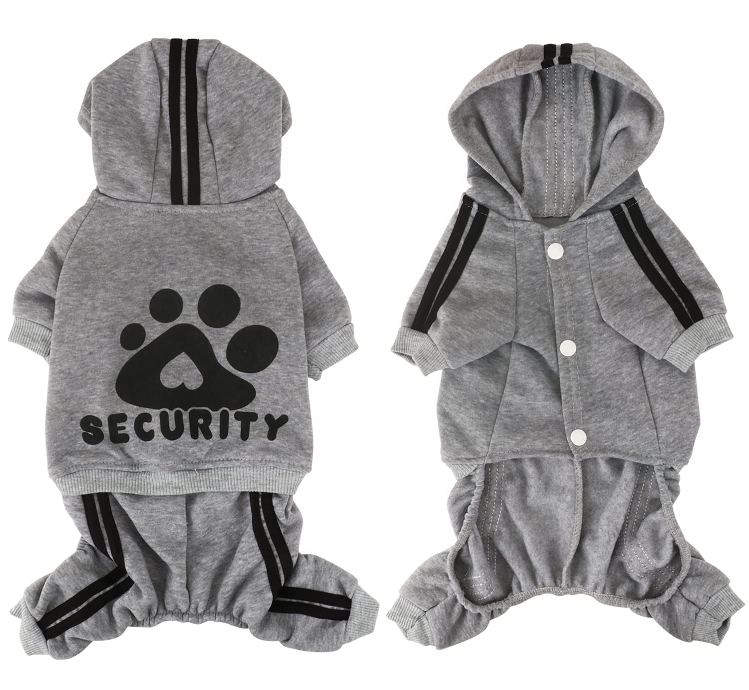 Otunrues Dog Hoodies, Pet Dog Clothes Pullover 4 Legs Jumpsuit Sweatshirt Security Patterns Outfit Doggie Winter Coat Cotton Puppy Hoodied For Small Medium Large Dogs Cats(Gray,Xs)