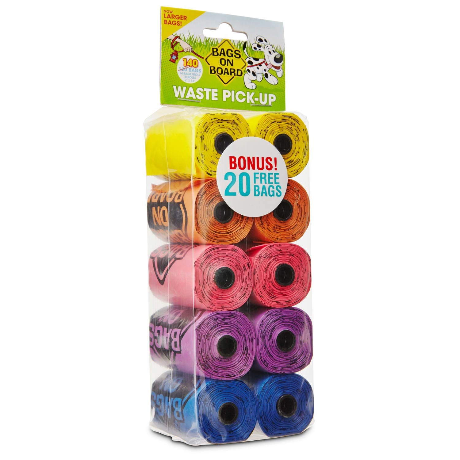 Bags On Board Colored Pick-Up Bags 140Ct Rainbow