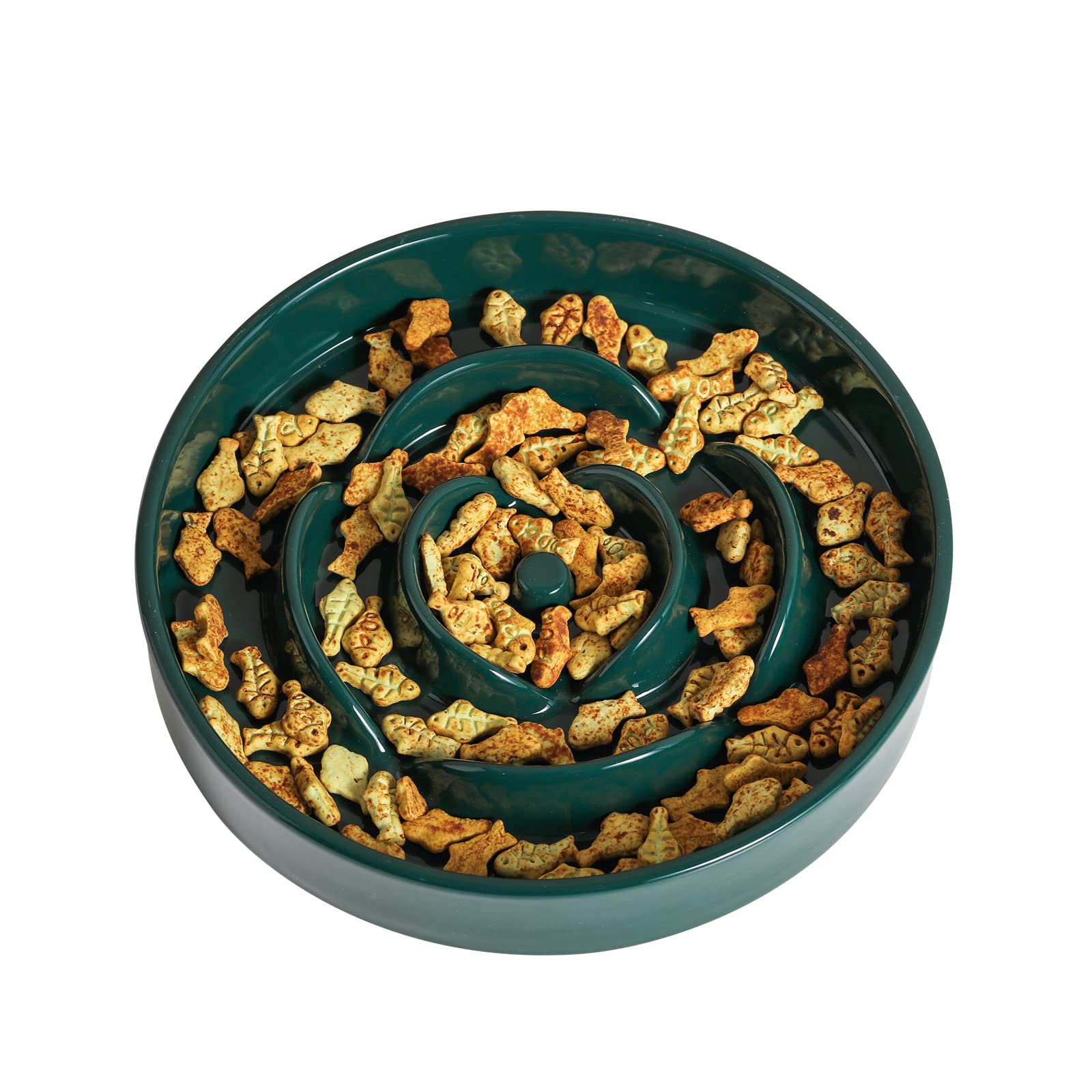 8.66 in Green Ceramic Slow Feeder Dog Bowl for Medium and Large Breed,Pet Feeding Dog Food Water Dish Heavy Weighted,Puppy Bowl
