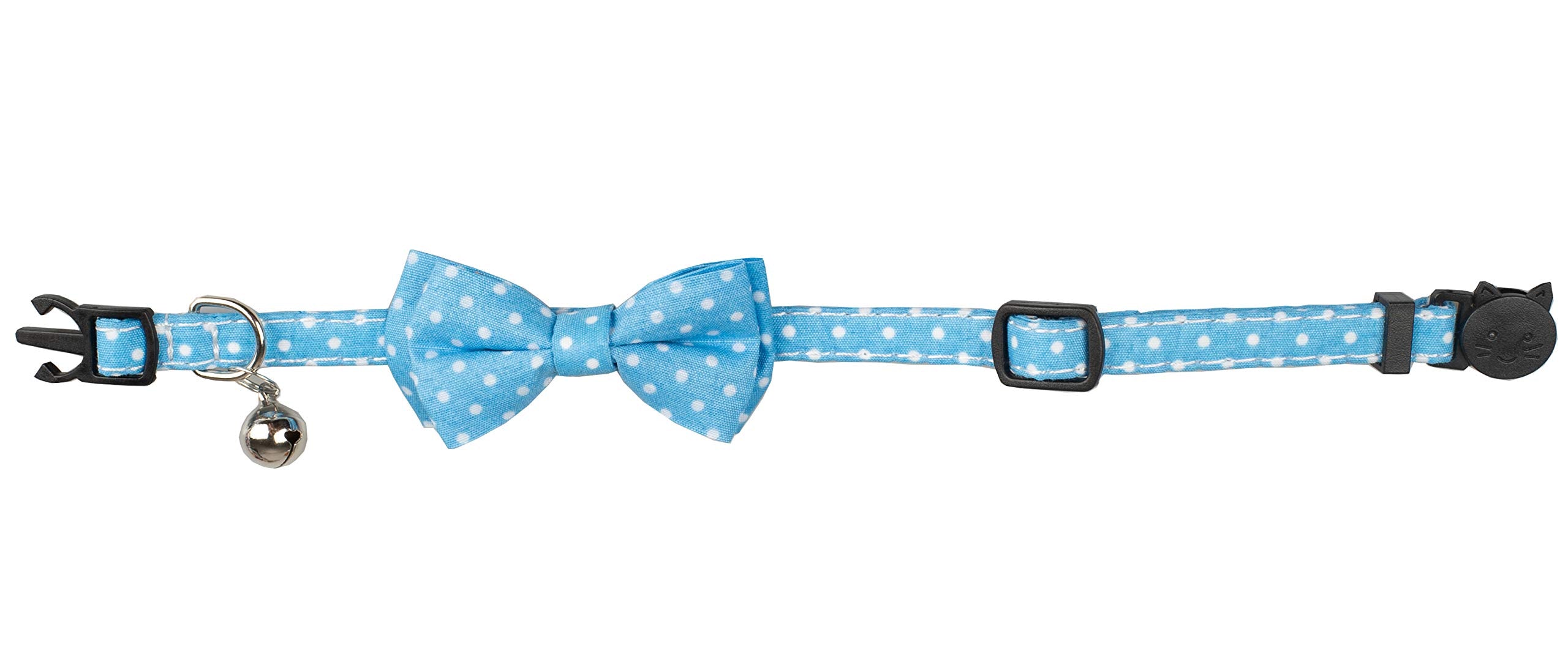 Gyapet Cat Collar Light Blue With Bowtie Bell Safety Breakaway Kitten 7-11In Dot Colorful Adjustable Dot-Light Blue