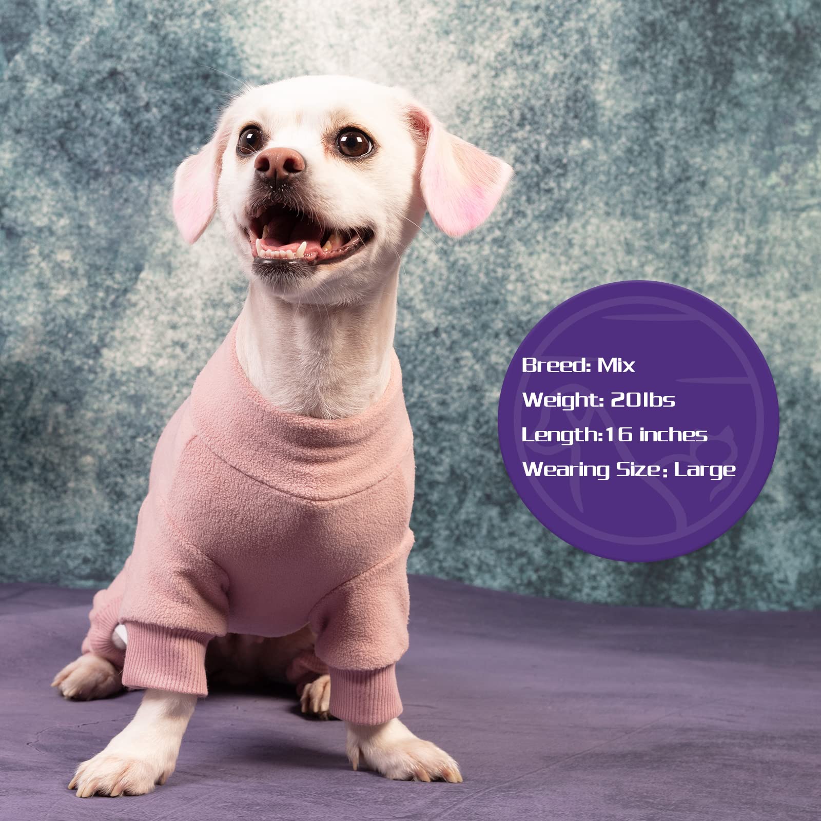 Cyeollo Dog Pajamas Turtleneck Thermal Dog Pjs Fleece Stretchy Jumpsuit Warm Dog Clothes Doggie Small To Medium Dog Pajamas Outfits For Cold Winter Color Pink