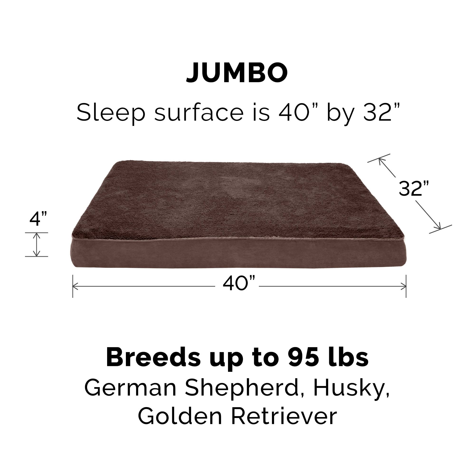 Furhaven Replacement Dog Bed Cover Terry & Suede Mattress, Machine Washable - Espresso, Jumbo (X-Large)