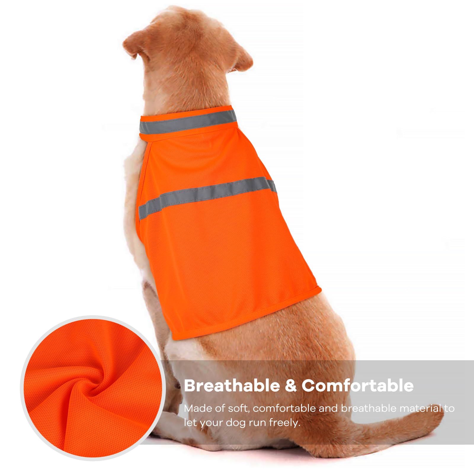 Dog Jacket High Visibility Safety Reflective Dog Vest For Small Medium Large Dogs (X-Large, Orange)