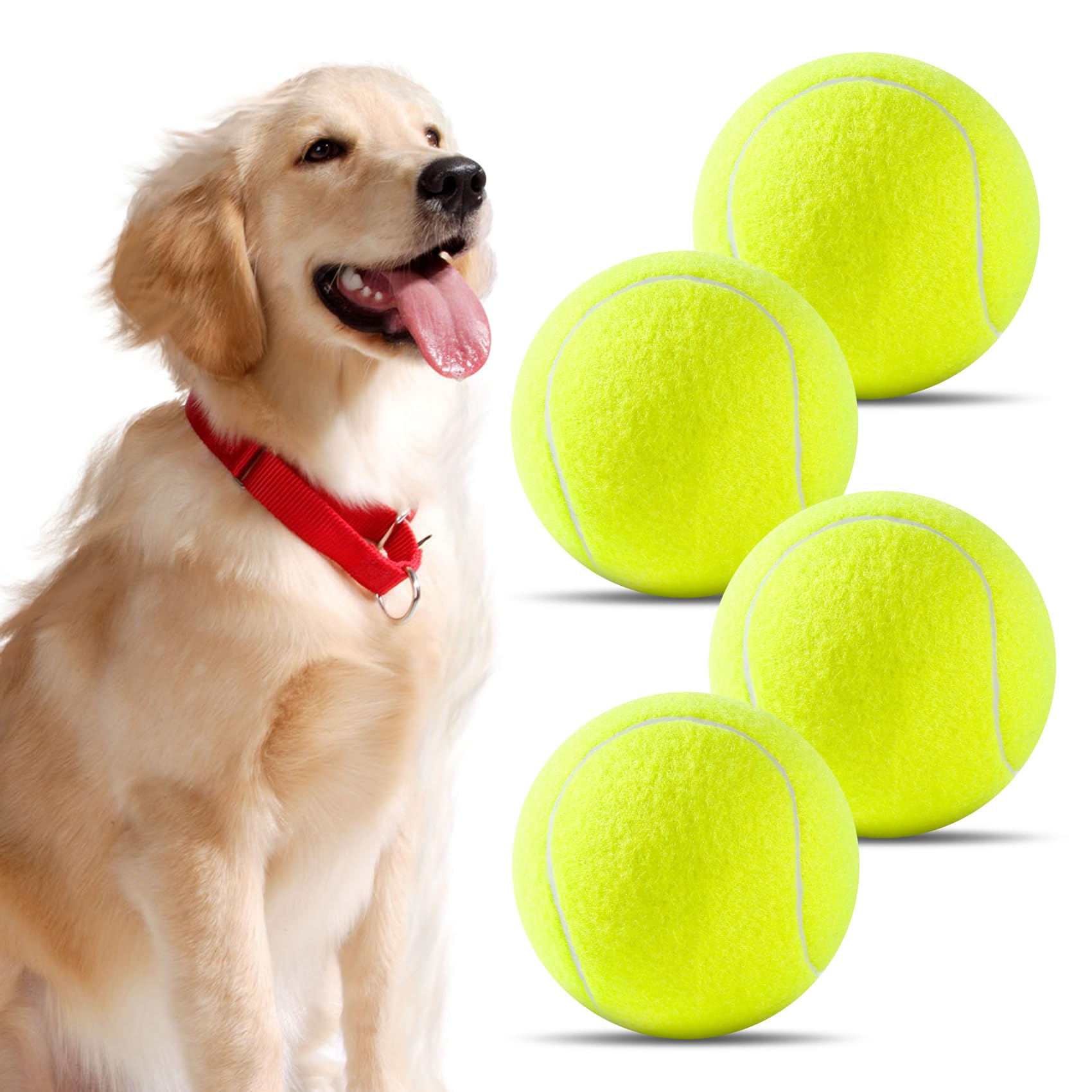 Susu & Wuwu Tennis Ball For Dog,Giant Large Tennis Ball For Outdoor Play Dogs, 4 Inch Big Tennis Ball Dog Toy For Pet Birthday G