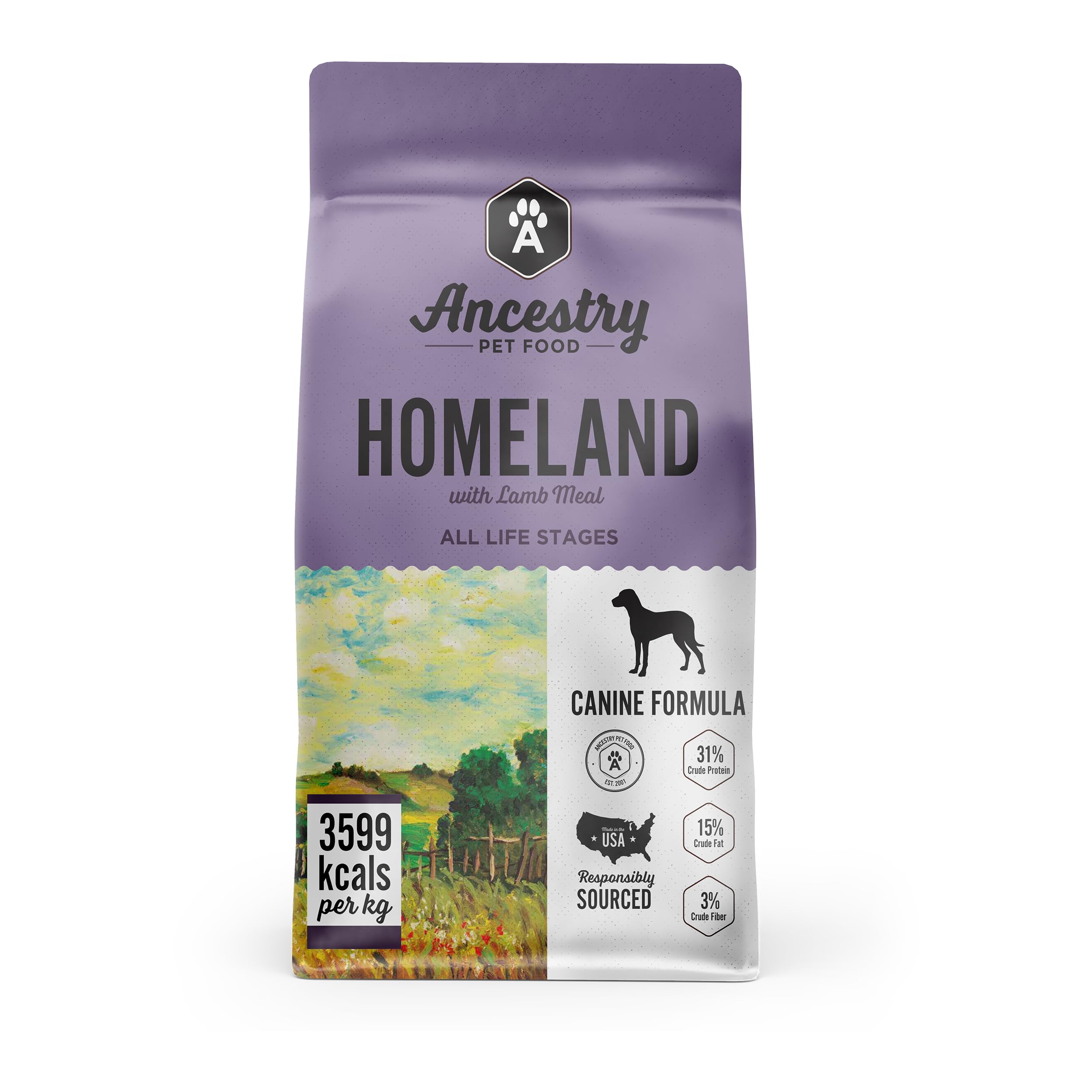 Ancestry Homeland Dog Food, Lamb Meal & Sweet Potato, Blend of Lamb, Duck, Salmon & Pork, Multi-Protein Mix, For All Life Stages