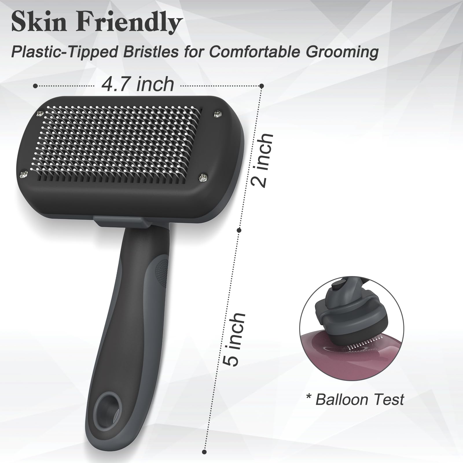 Dipoo Self-Cleaning Deshedding Brush for Dogs & Cats - Skin-Friendly Grooming Tool, Grey