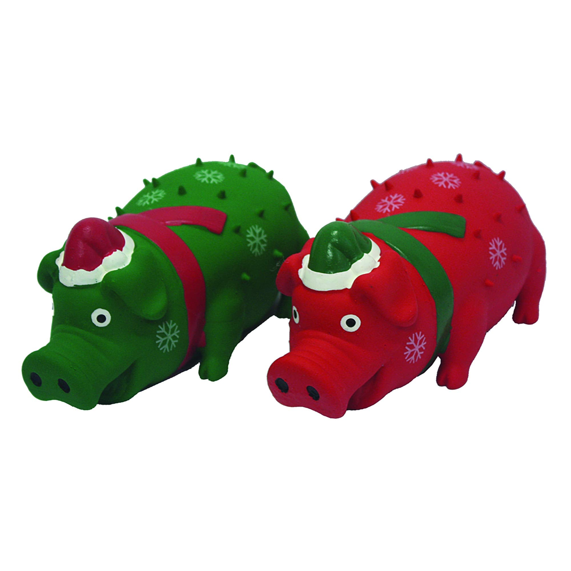 Multipet Holiday Globlets 8' Latex Dog Toy, Assorted Green And Red (2 Pack)