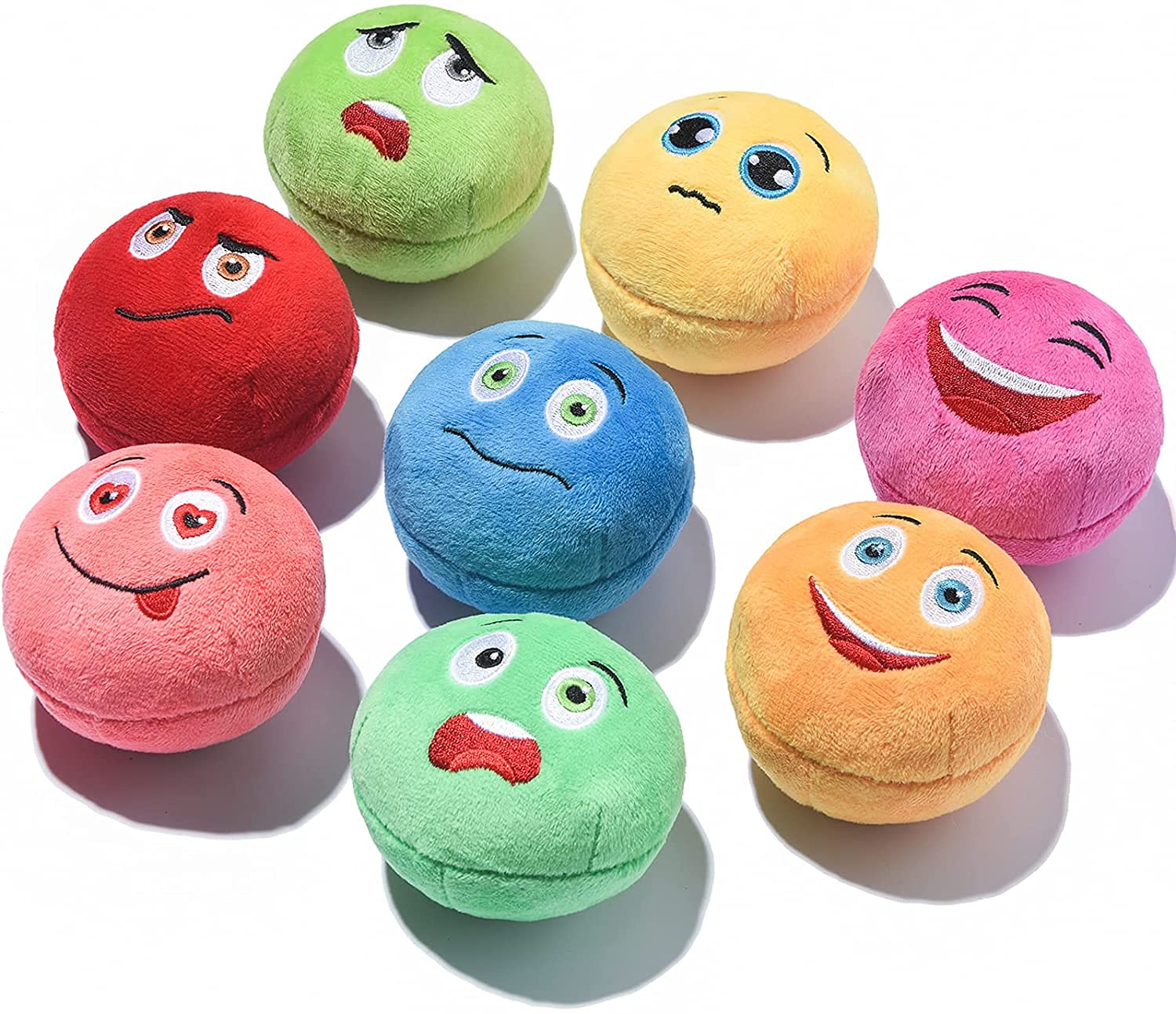 Schitec Squeaky Dog Toys, [8 Pack] Soft Stuffed Plush Balls With Squeakers, Interactive Fetch Play For Puppy Small Medium Pets