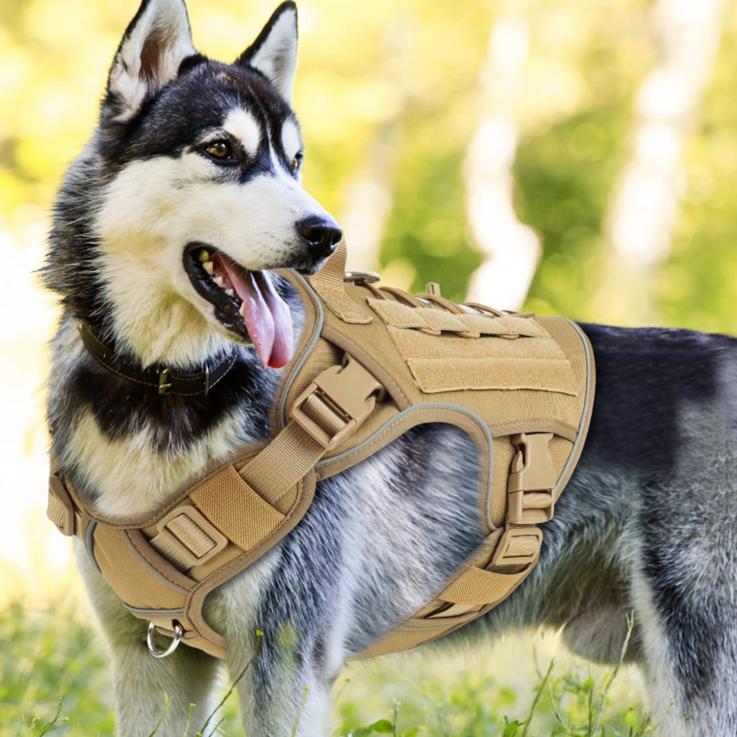 Tactical Dog Harness Vest with Handle Tactical Dog Harness for Large Dogs No Pull Adjustable Pet Harness Reflective K9 Military 