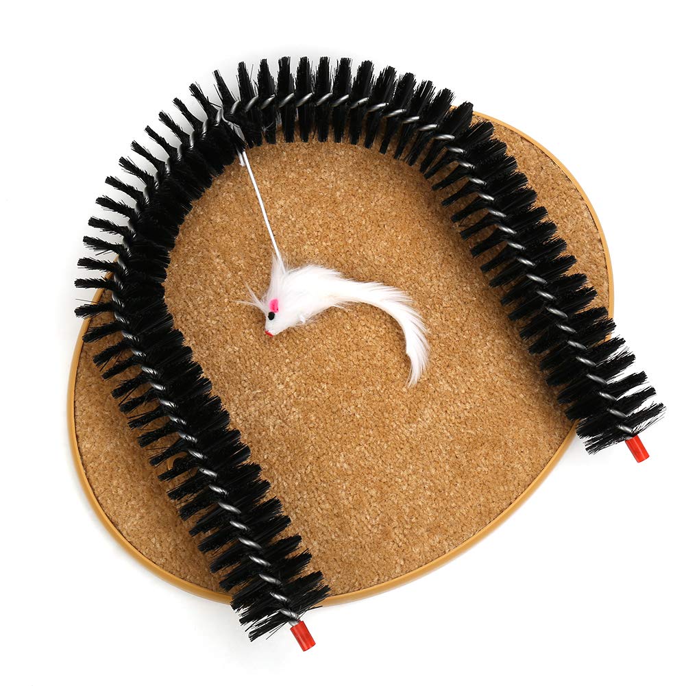 Cat Scratcher, Cat Brushes For Indoor Cats, Cat Arch Self Groomer Scratching Board Scratch Pad, Cat Hair Brush For Shedding, Cat Face Head Self Grooming Brush Post For Deshedding W/Cute Kitten Toy