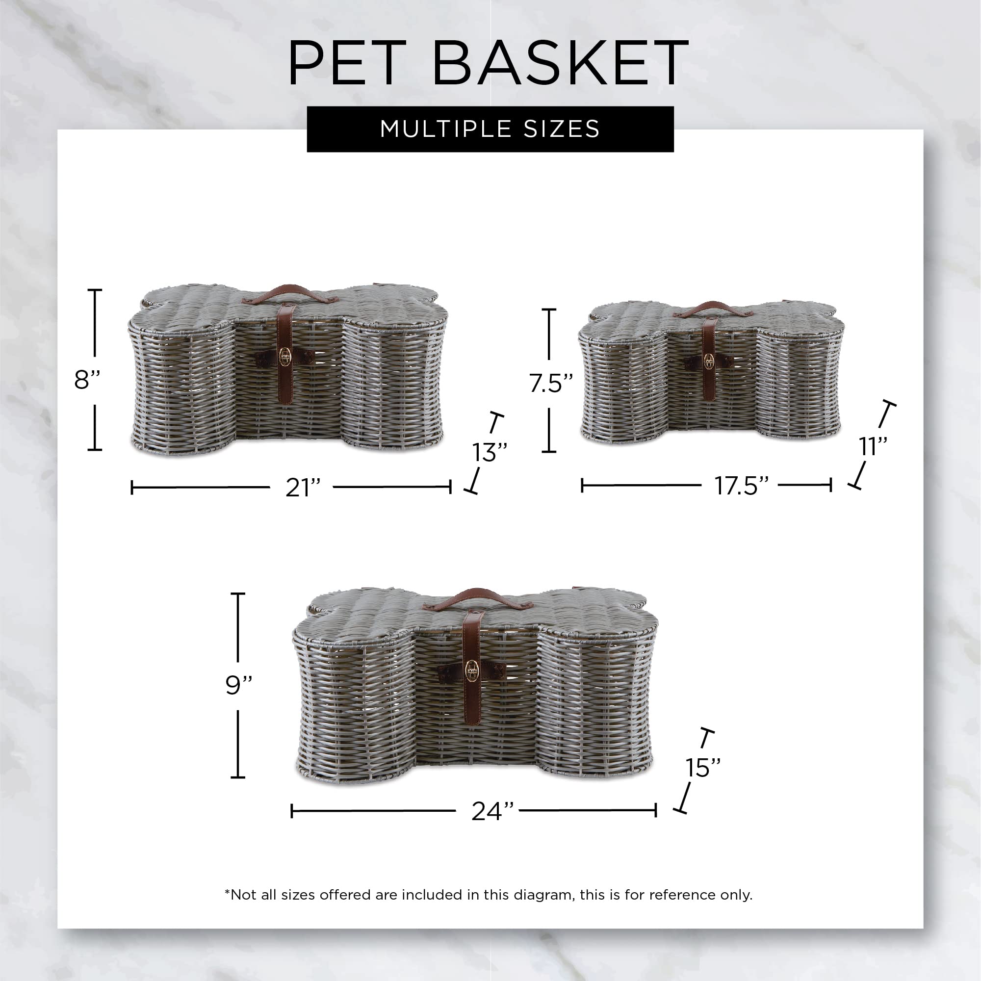 Bone Dry Pet Storage Collection Toy Basket, Large, 24x15x9, Gray Plastic Wicker