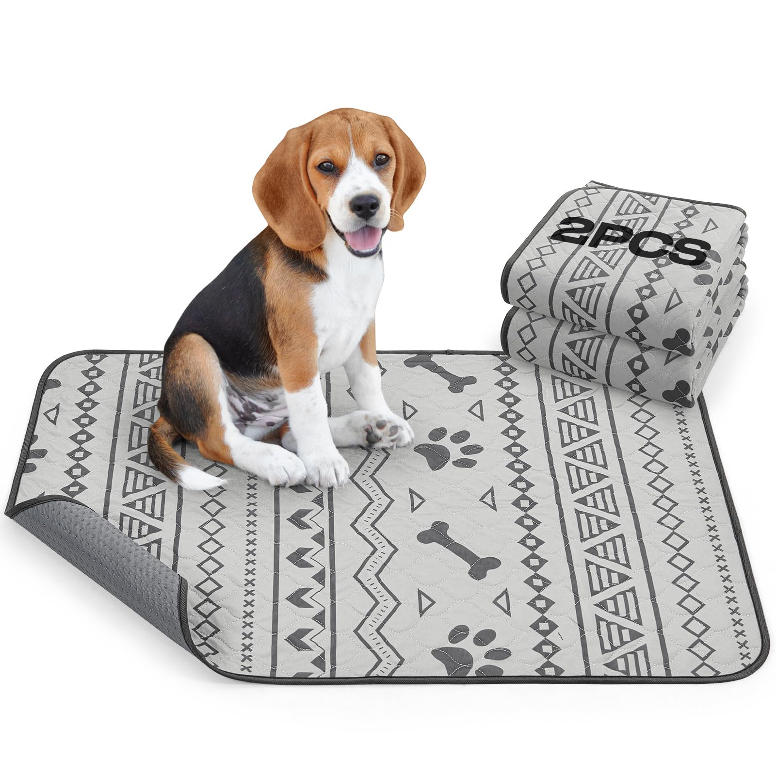 LOOBANI Washable Pee Pads for Dogs: 2-Pack Leak-Proof and Non-Slip Reusable Puppy Pads, Super Absorbent Whelping Pads for Potty 