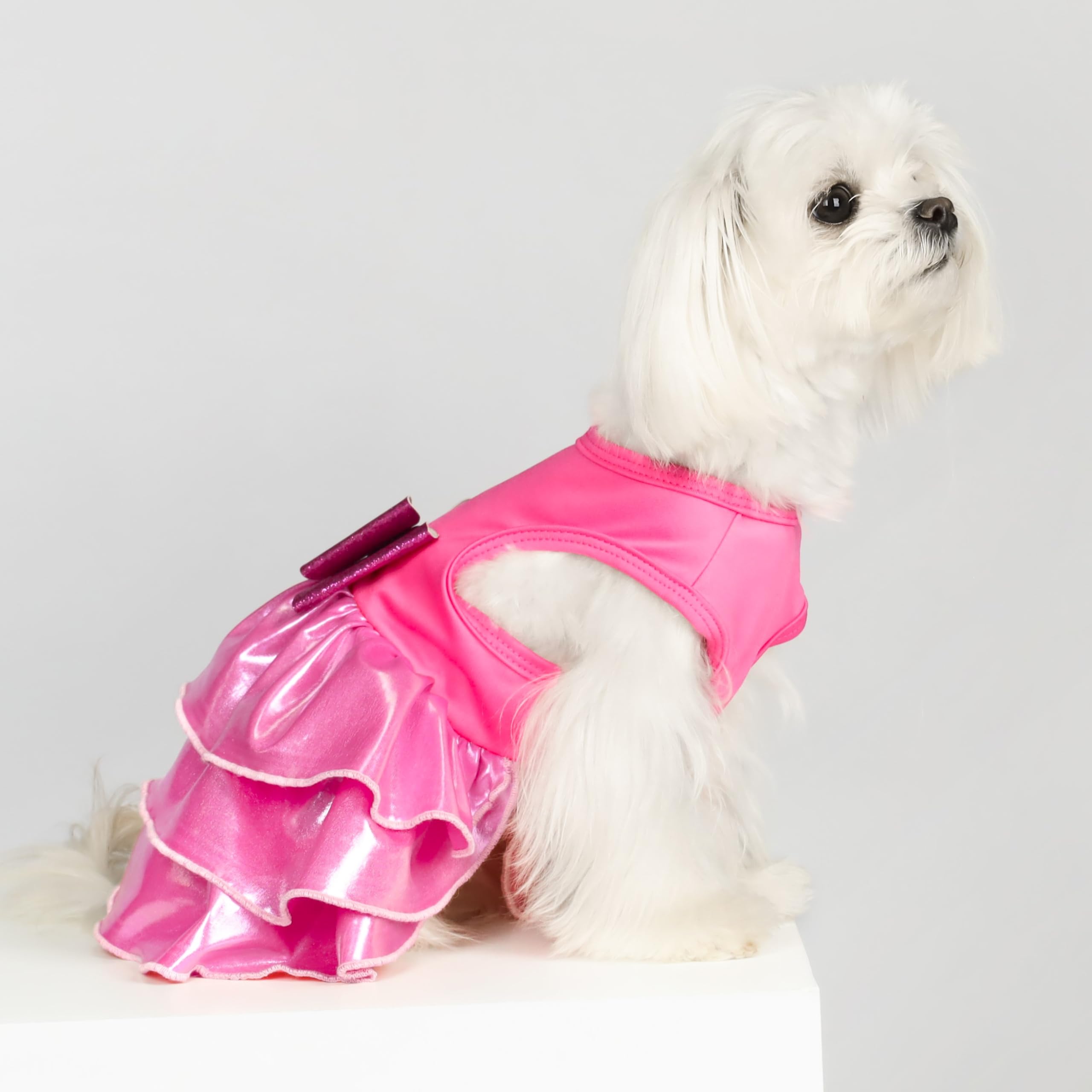 Fitwarm Glossy Dog Tiered Dress, Fancy Dog Clothes For Small Dogs Girl, Doggie Birthday Outfit, Female Pet Puppy Apparel, Hot Pi