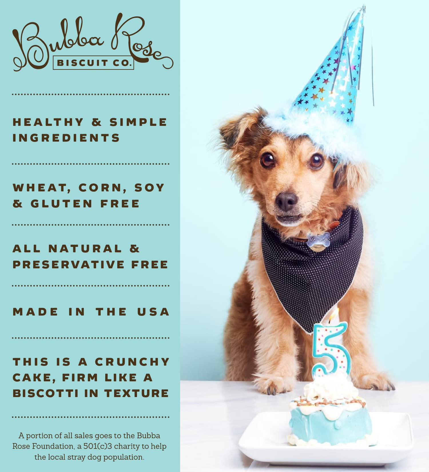 Bubba Rose Biscuit Company: White Dog Birthday Cake - Crunchy Biscuit Texture - Natural Gourmet Treat - 4.25 1 Count - Made in T