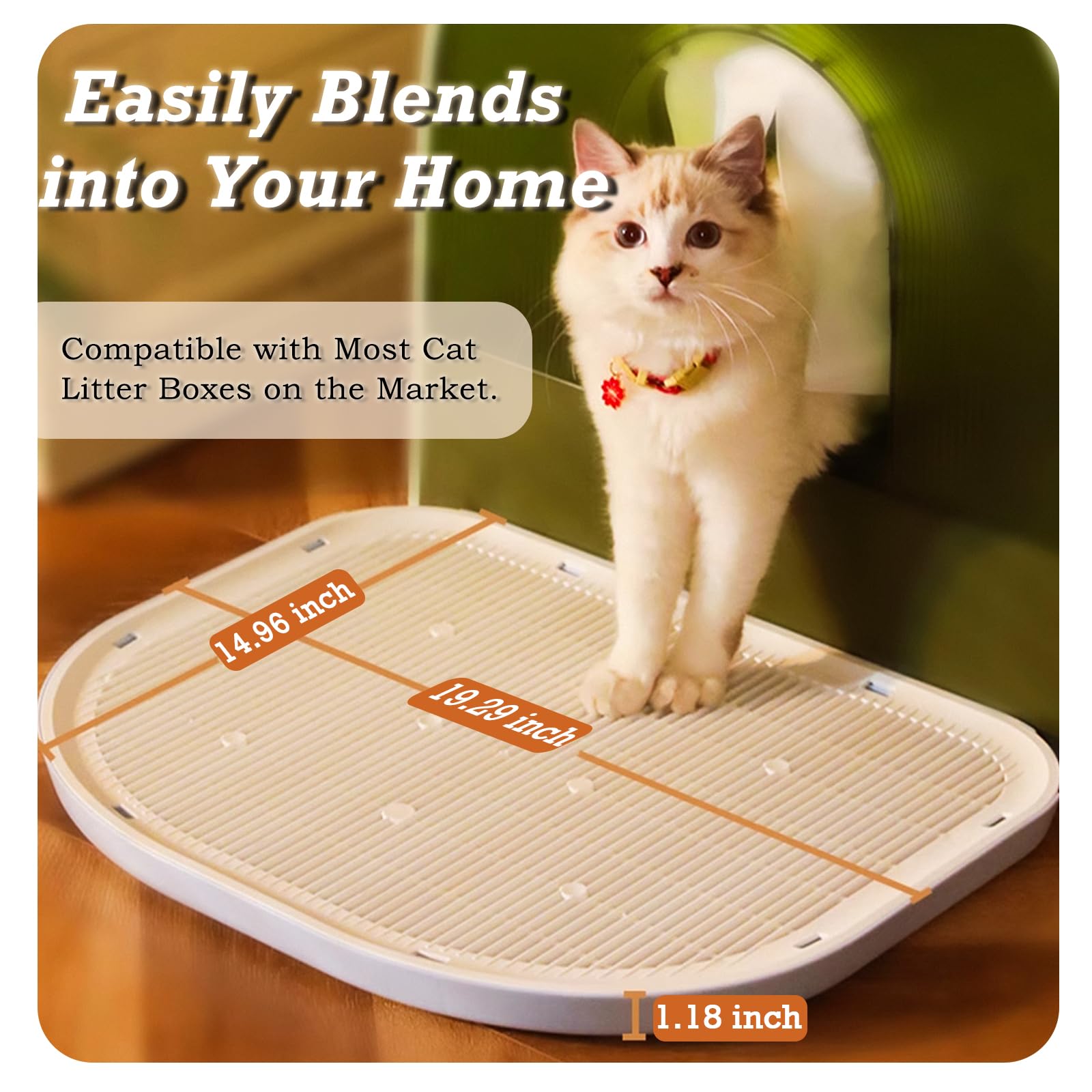 Cat Litter Mat Litter Trapping Mat,19.29''  14.96'',Double-Layer Cat Litter Box Mat For Floor,Xl Litter Matt For Kitty,Mat Catch