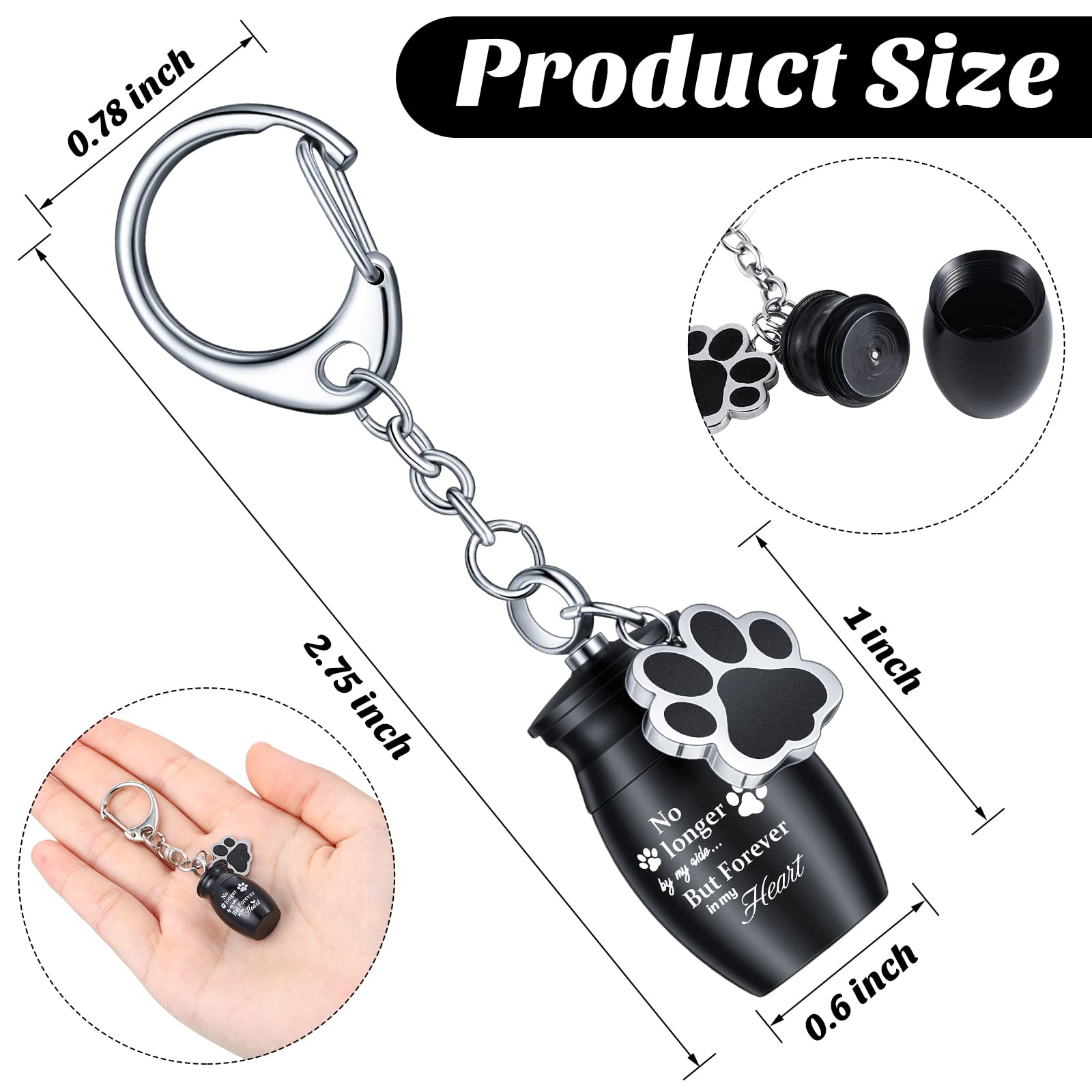 Tudomro Pet Urns Keychain - 2 Pcs Dog & Cat Cremation Jewelry with Storage Bags - Fresh Style