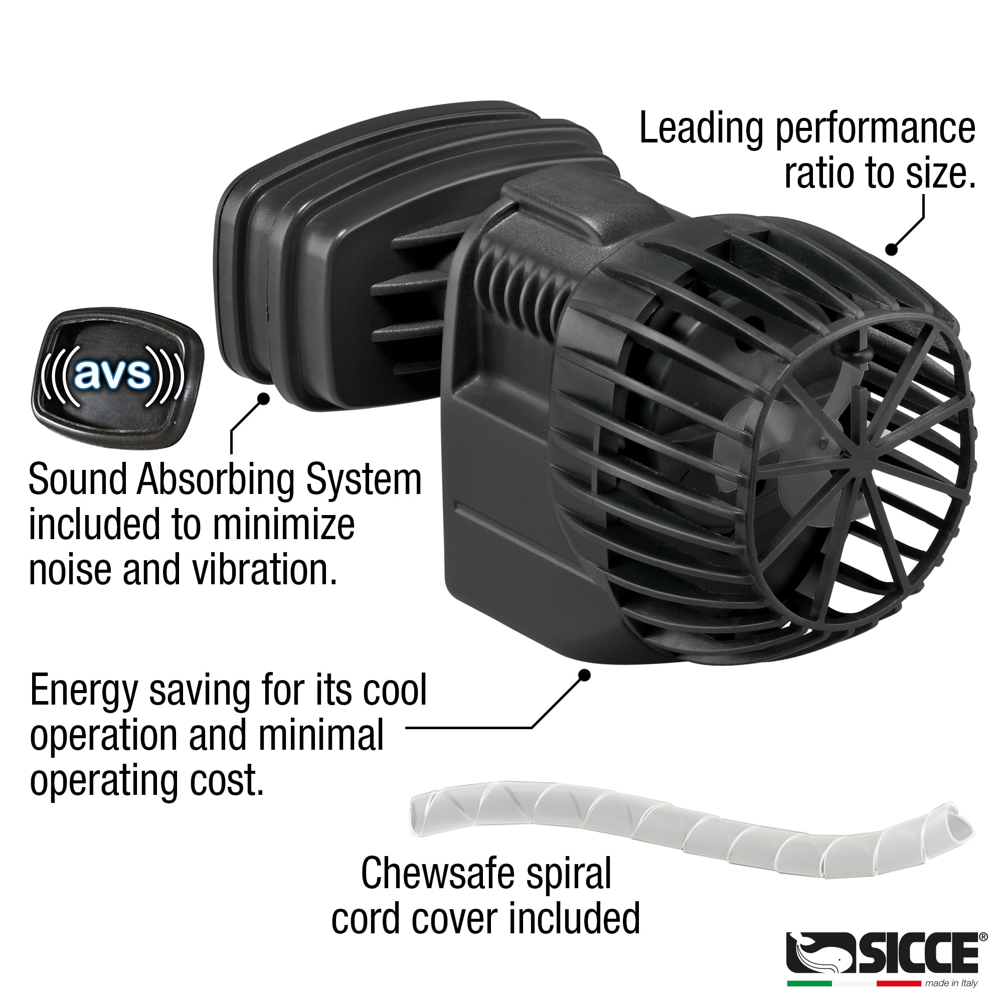 SICCE XSTREAM 5000 Wave Maker Flow Pump 1320 GPH | 360 Adjustable Quiet Submersible Magnetic Powerhead for Saltwater & Freshwate
