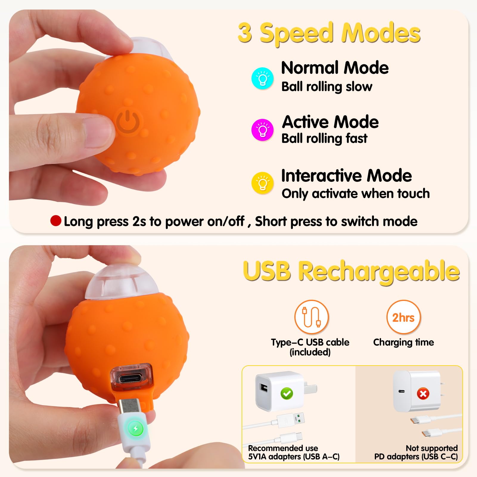 Muhhiba Interactive Cat Toy Ball - Automatic Moving Electric Mouse Toy, USB Rechargeable, Green, Model P72