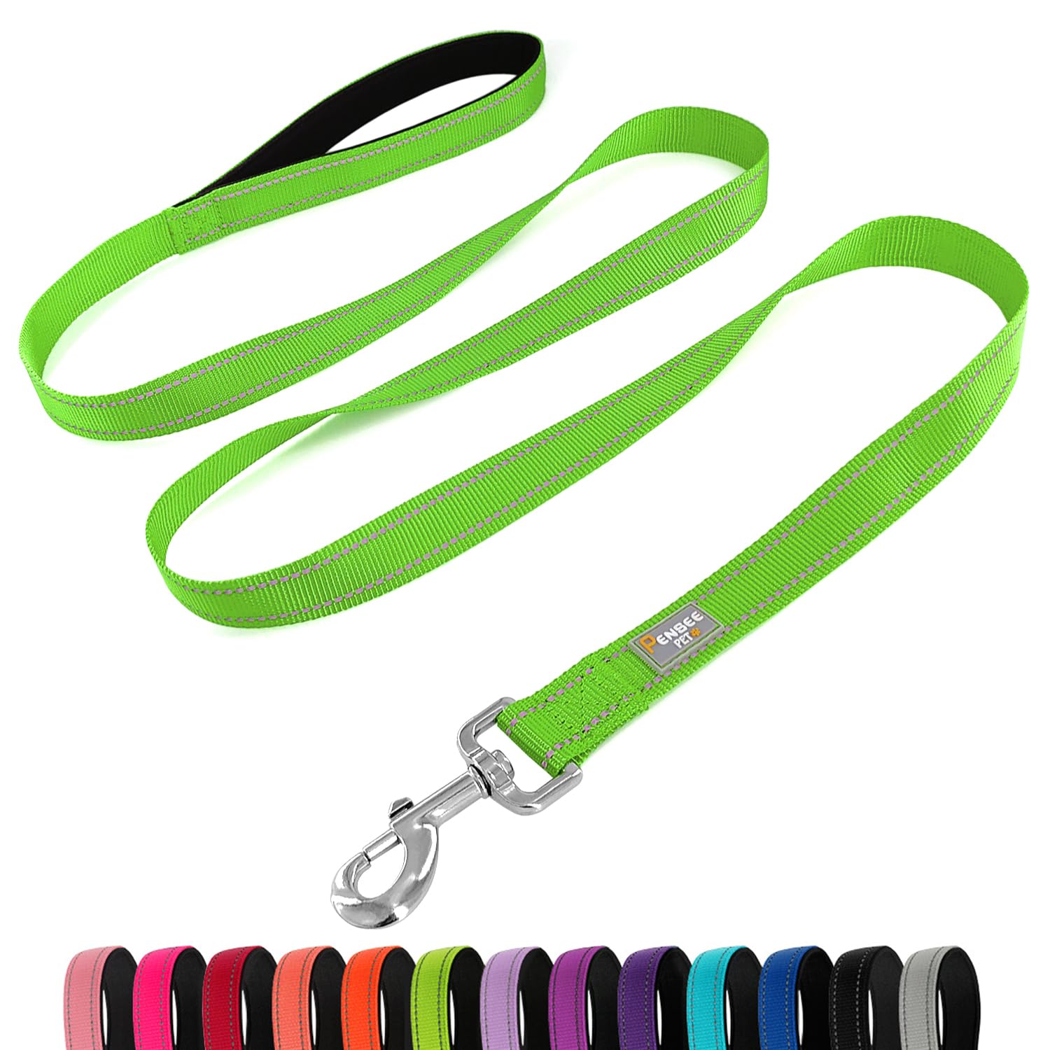 Penseepet Dog Leash 6 Ft Padded Handle Nylon Reflective Dogs Leashes For Small Dogs Puppy Green